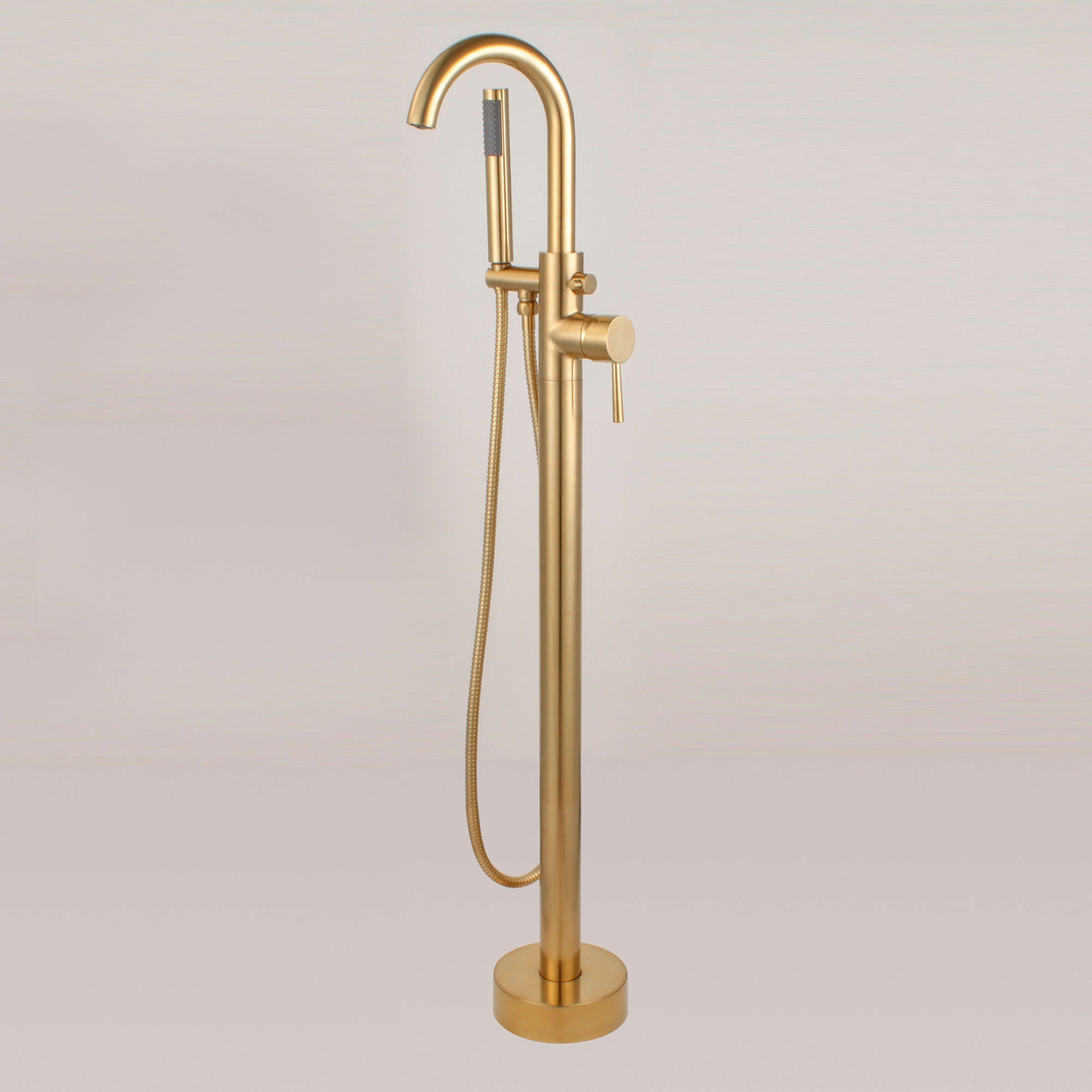 WOODBRIDGE Contemporary Single Handle Floor Mount Freestanding Tub Filler Faucet with Cylinder Shape Hand shower