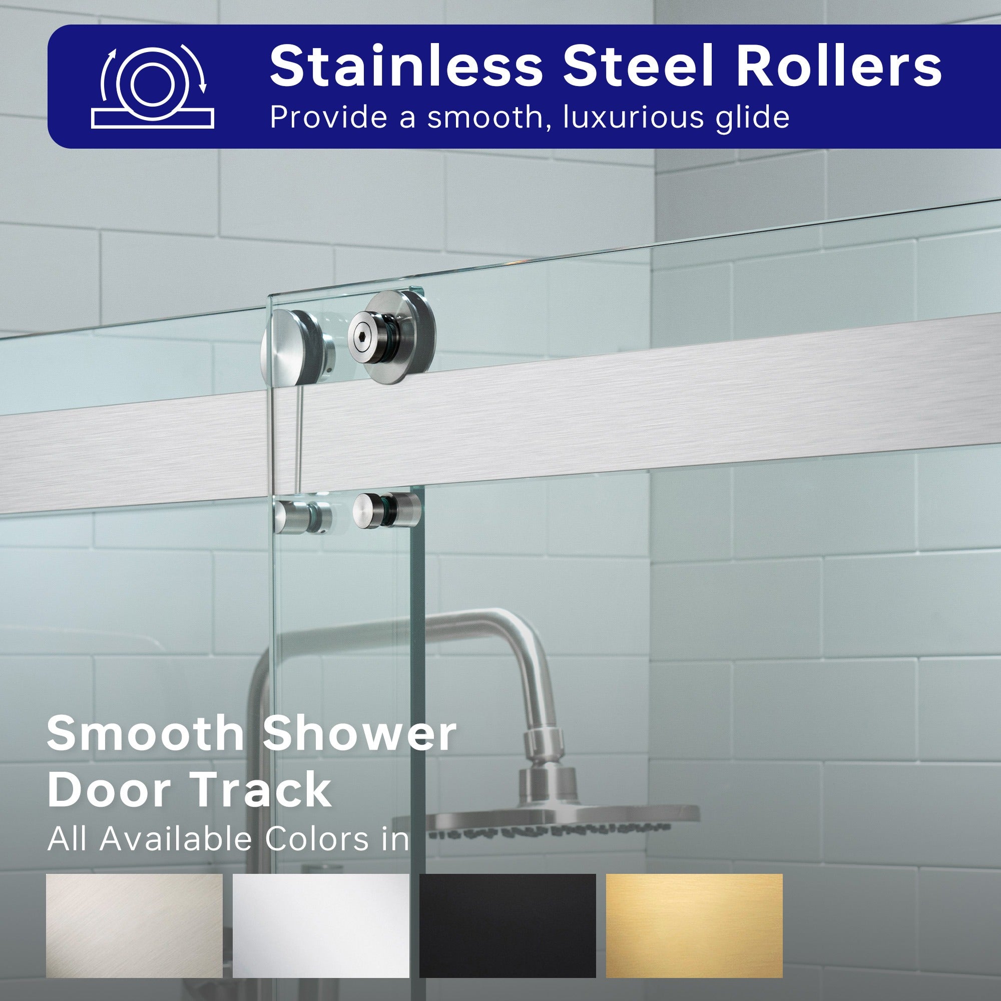 WOODBRIDGE Frameless Shower Doors 56-60" Width x 76" Height with 5/16"(8mm) Clear Tempered Glass Double Sliding with Side Seal Strips,DDS-6076