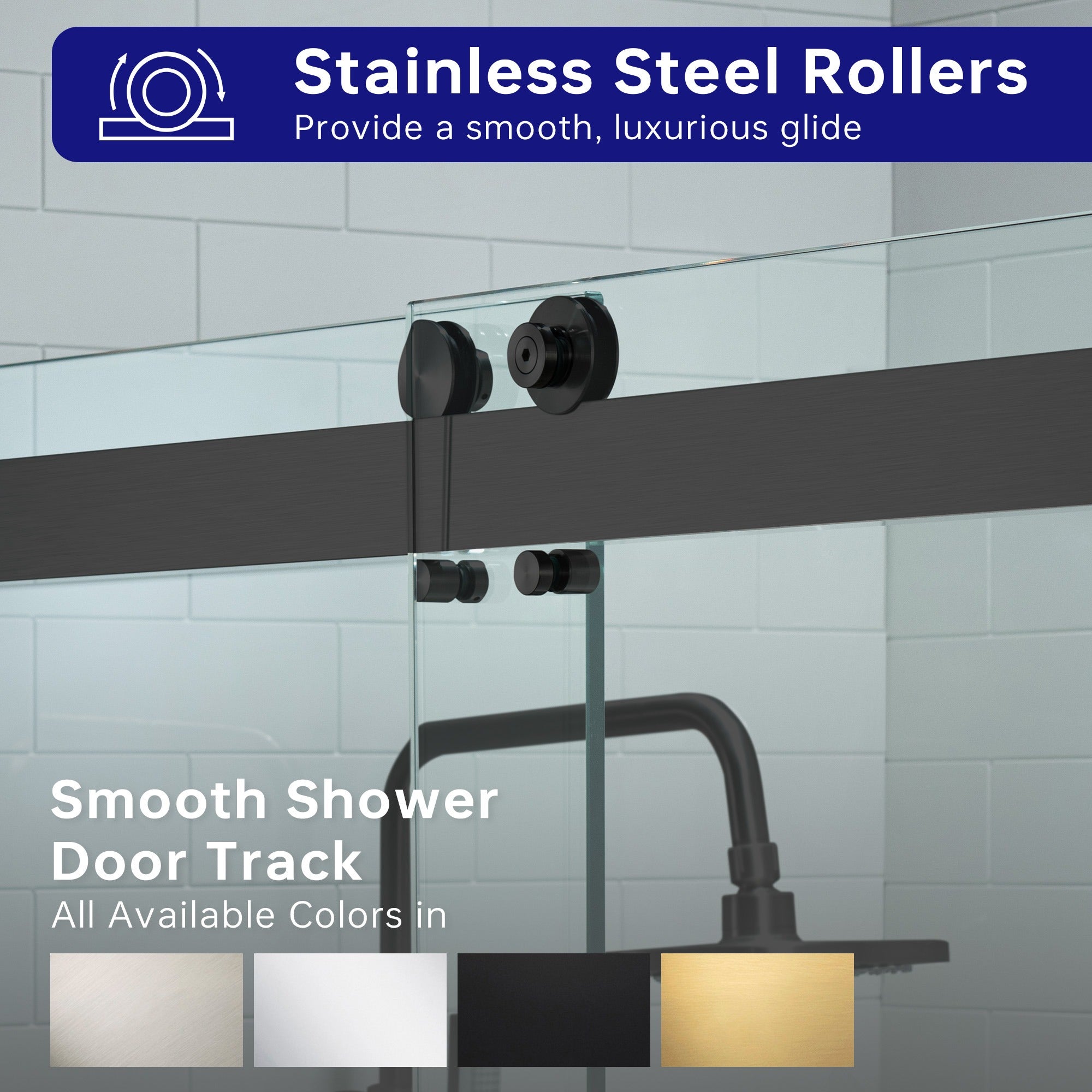 WOODBRIDGE Frameless Shower Doors 56-60" Width x 76" Height with 5/16"(8mm) Clear Tempered Glass Double Sliding with Side Seal Strips,DDS-6076