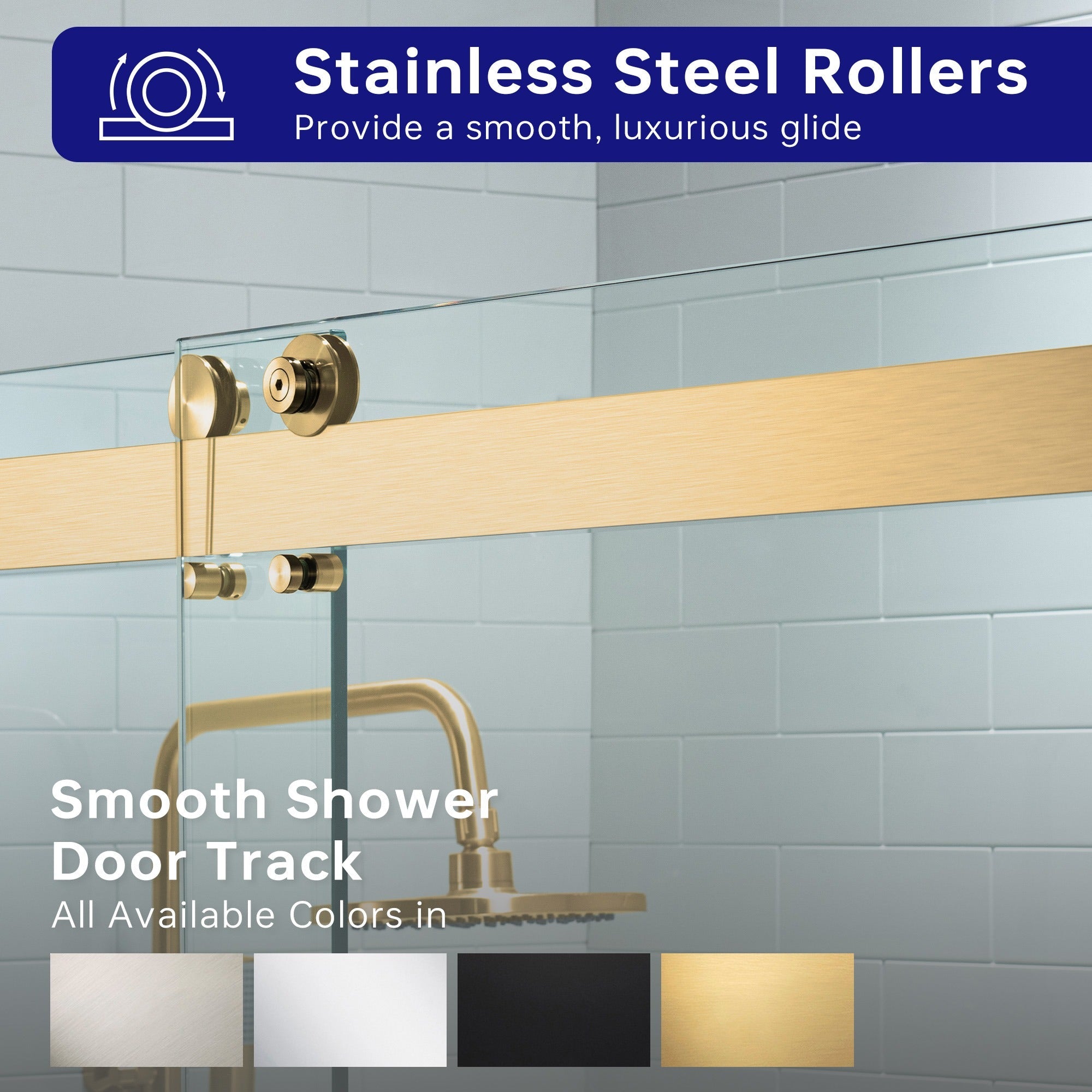 WOODBRIDGE Frameless Shower Doors 56-60" Width x 76" Height with 5/16"(8mm) Clear Tempered Glass Double Sliding with Side Seal Strips,DDS-6076
