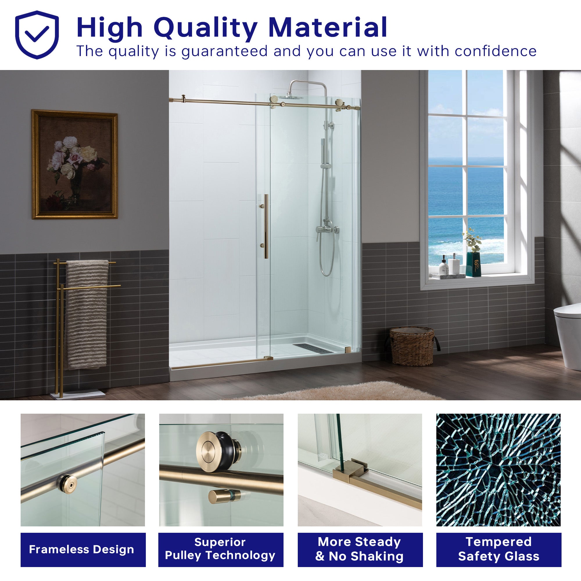 WOODBRIDGE MBSDC6076 Frameless Double Sliding Shower Door 56–60" x 76"