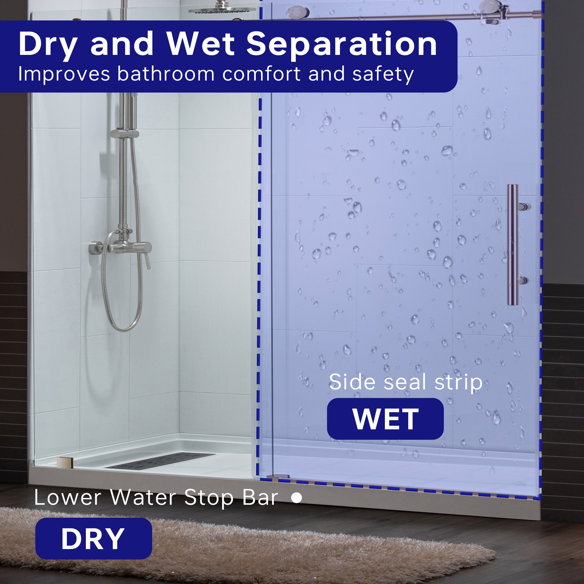 WOODBRIDGE MBSDC6076 Frameless Double Sliding Shower Door 56–60" x 76"