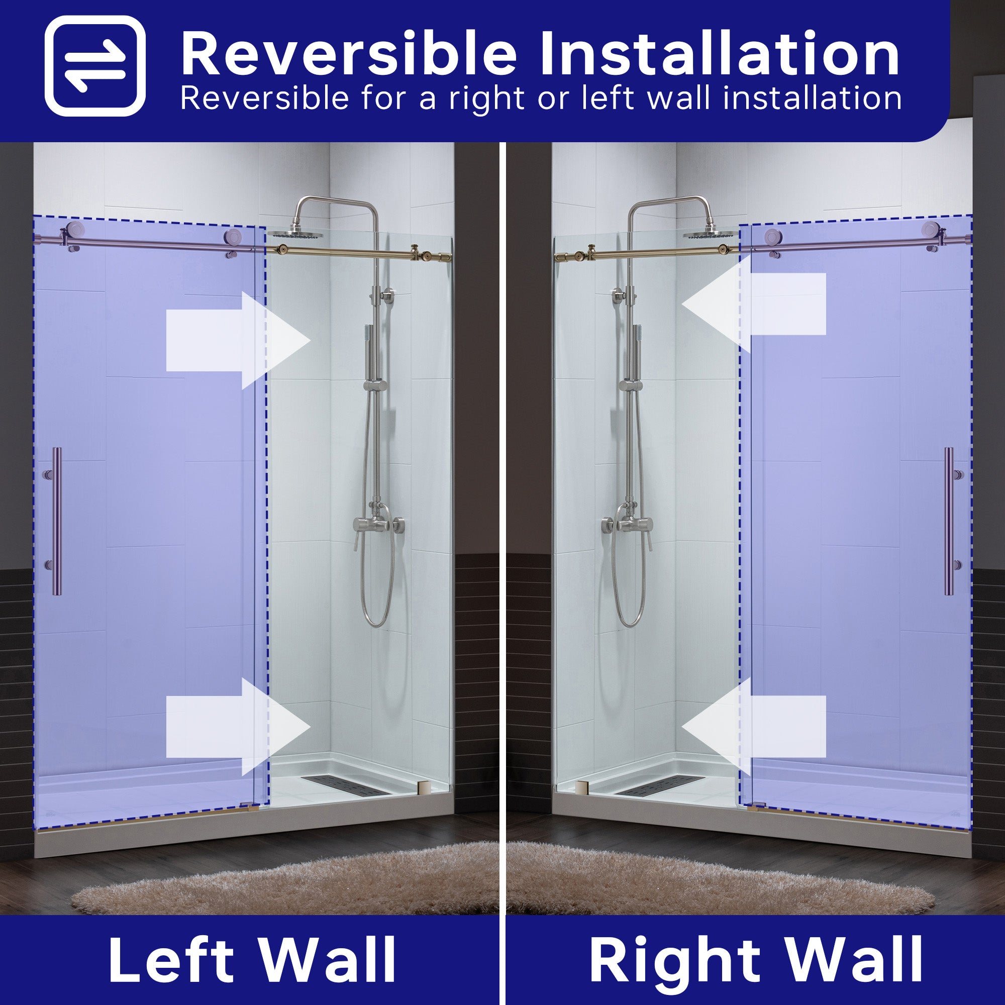 WOODBRIDGE MBSDC6076 Frameless Double Sliding Shower Door 56–60" x 76"