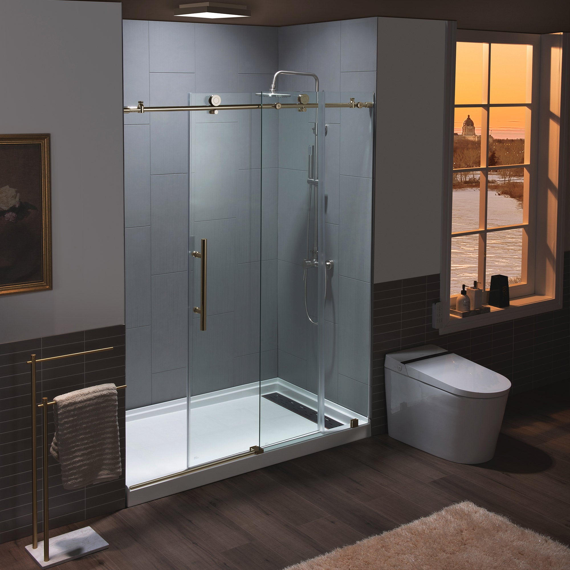 WOODBRIDGE MBSDC6076 Frameless Double Sliding Shower Door 56–60" x 76"