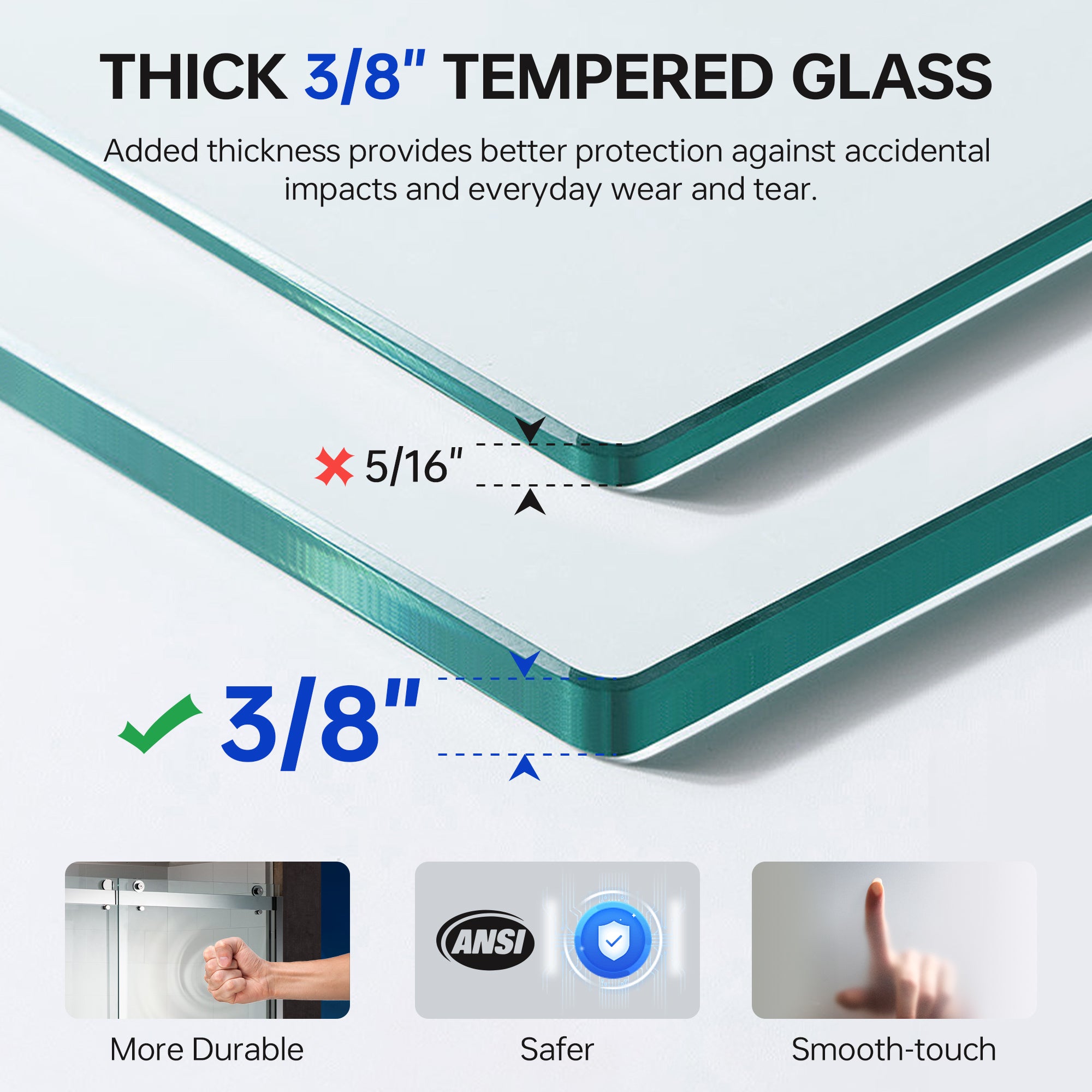 WOODBRIDGE MBSDC6076 Frameless Double Sliding Shower Door 56–60" x 76"