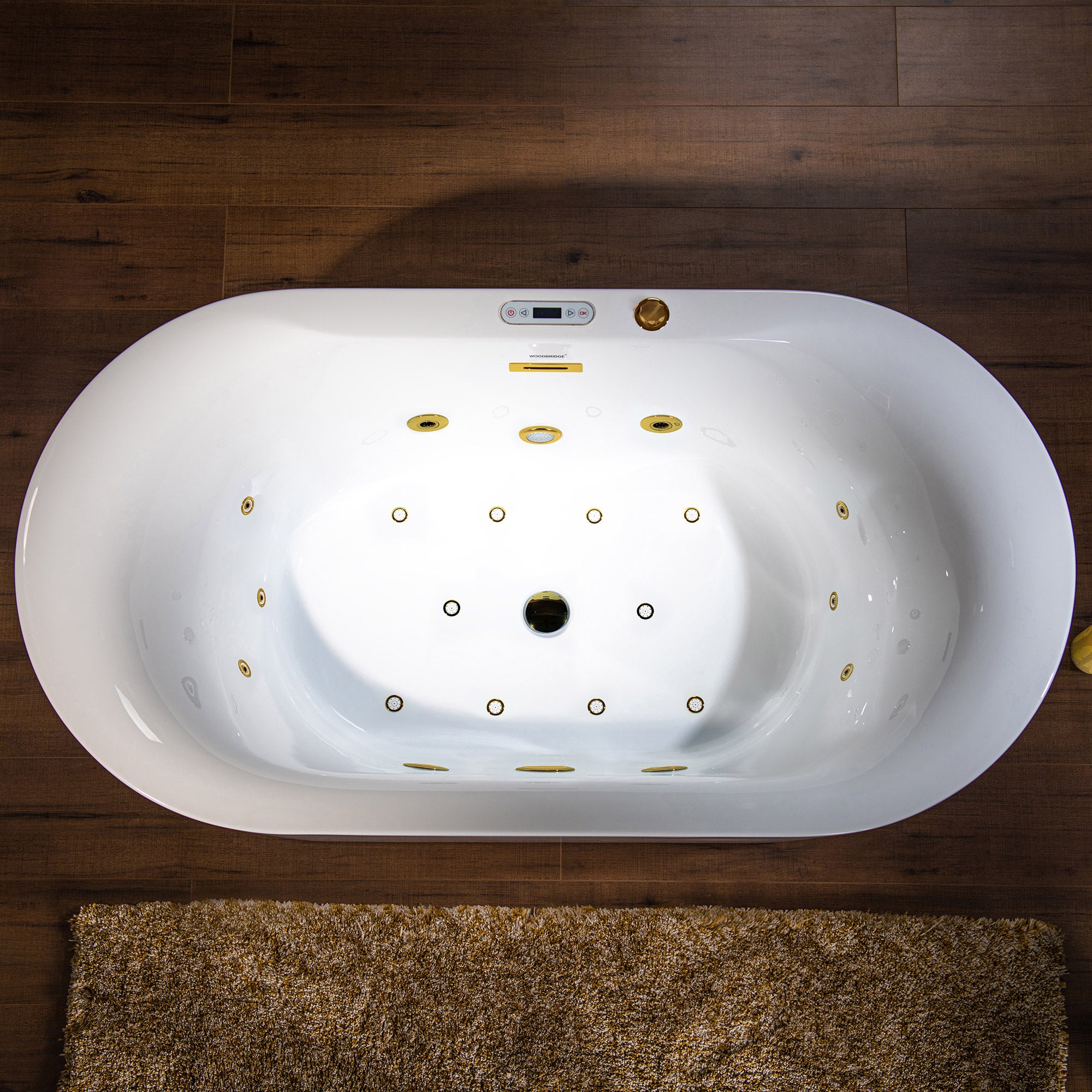 WOODBRIDGE 59" x 31-1/2" Whirlpool Water Jetted and Air Bubble Freestanding Heated Soaking Combination Bathtub with LED control panel