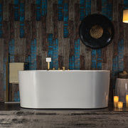WOODBRIDGE 59" x 31-1/2" Whirlpool and Air Bath Heated Soaking Combination Tub with Adjustable Speed Air Blower, Faucet and Display Control Panel, Brushed Gold Finish Trim and Drain Kit