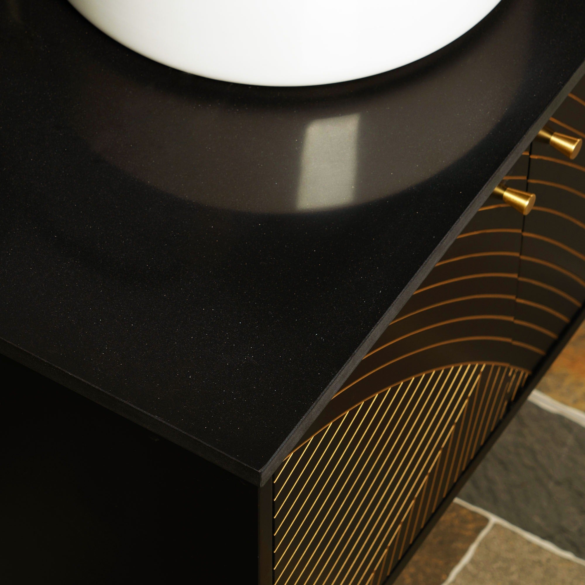 WOODBRIDGE 60" Floating Double Vessel Sink Vanity – Black/Gold – Bris-BG-60DFW