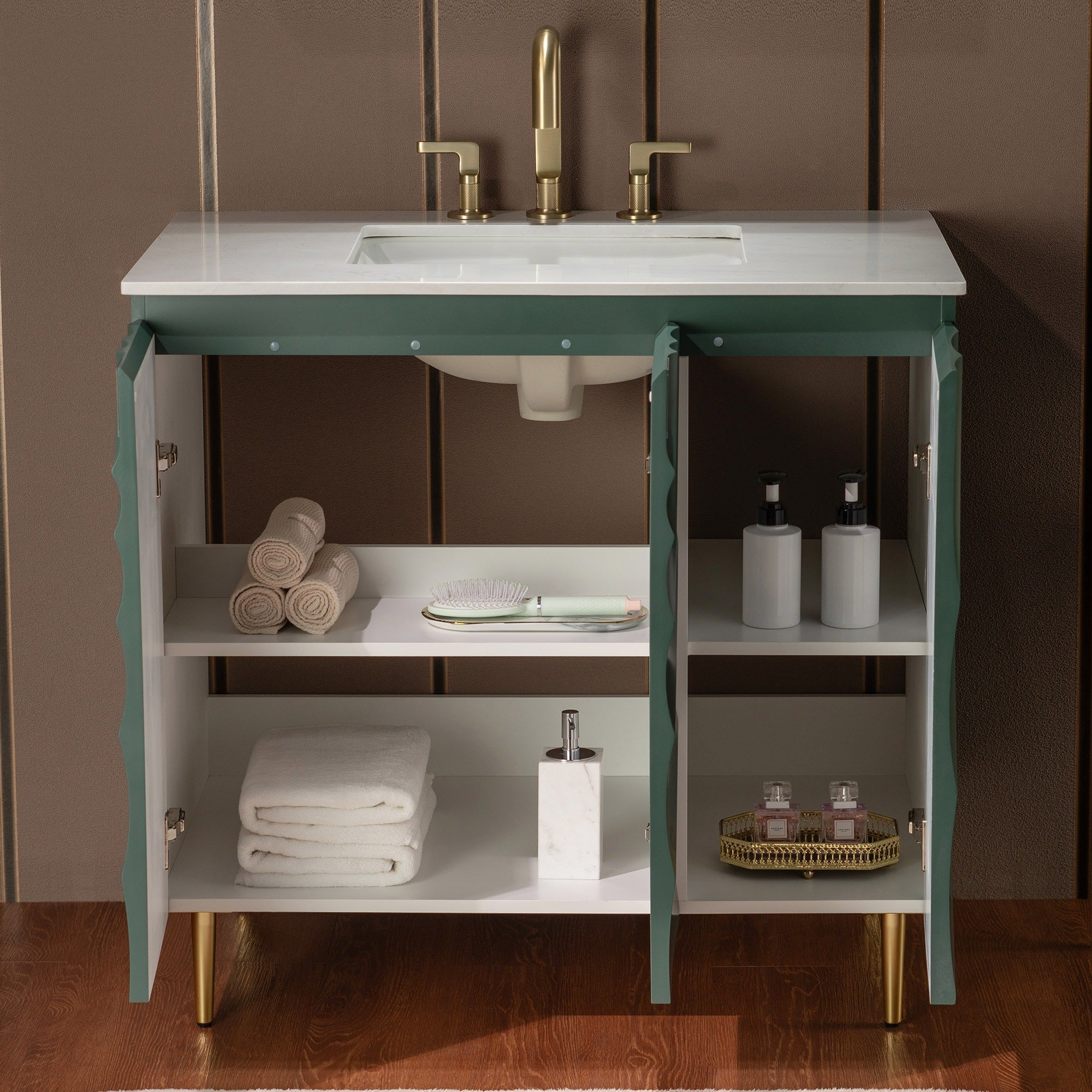 WOODBRIDGE 36"X22" Bathroom Vanity in Green with Single Ceramic Undermount Sink