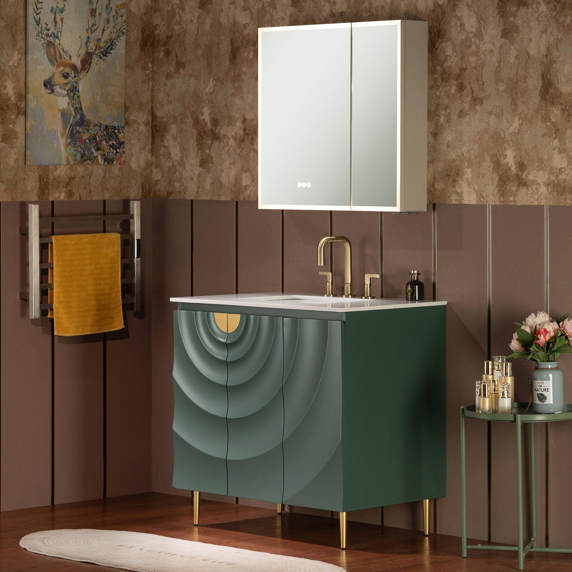 WOODBRIDGE 36"X22" Bathroom Vanity in Green with Single Ceramic Undermount Sink