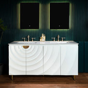 WOODBRIDGE 60"X22" Bathroom Vanity in White with Double Ceramic Undermount Sinks