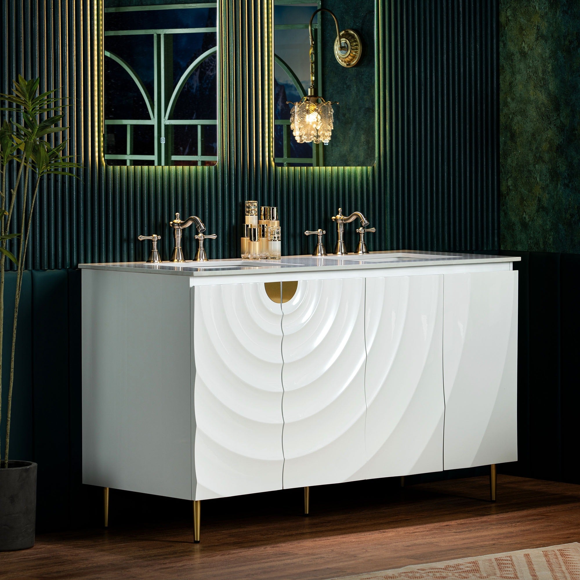 WOODBRIDGE 60"X22" Bathroom Vanity in White with Double Ceramic Undermount Sinks