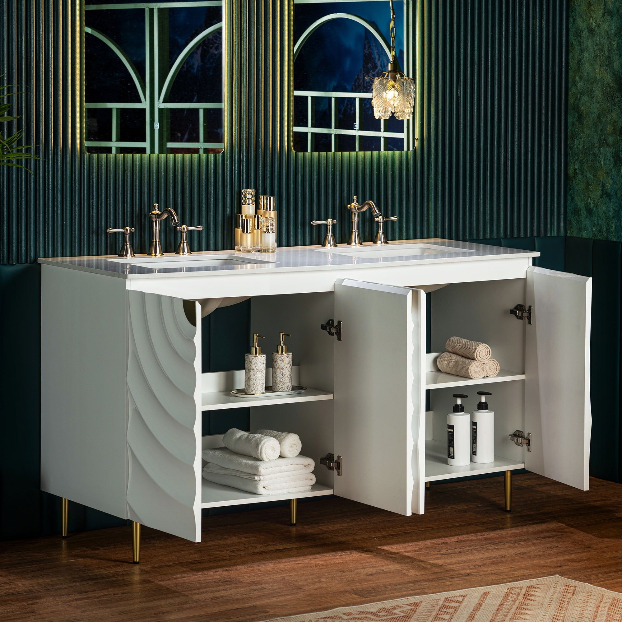 WOODBRIDGE 60"X22" Bathroom Vanity in White with Double Ceramic Undermount Sinks