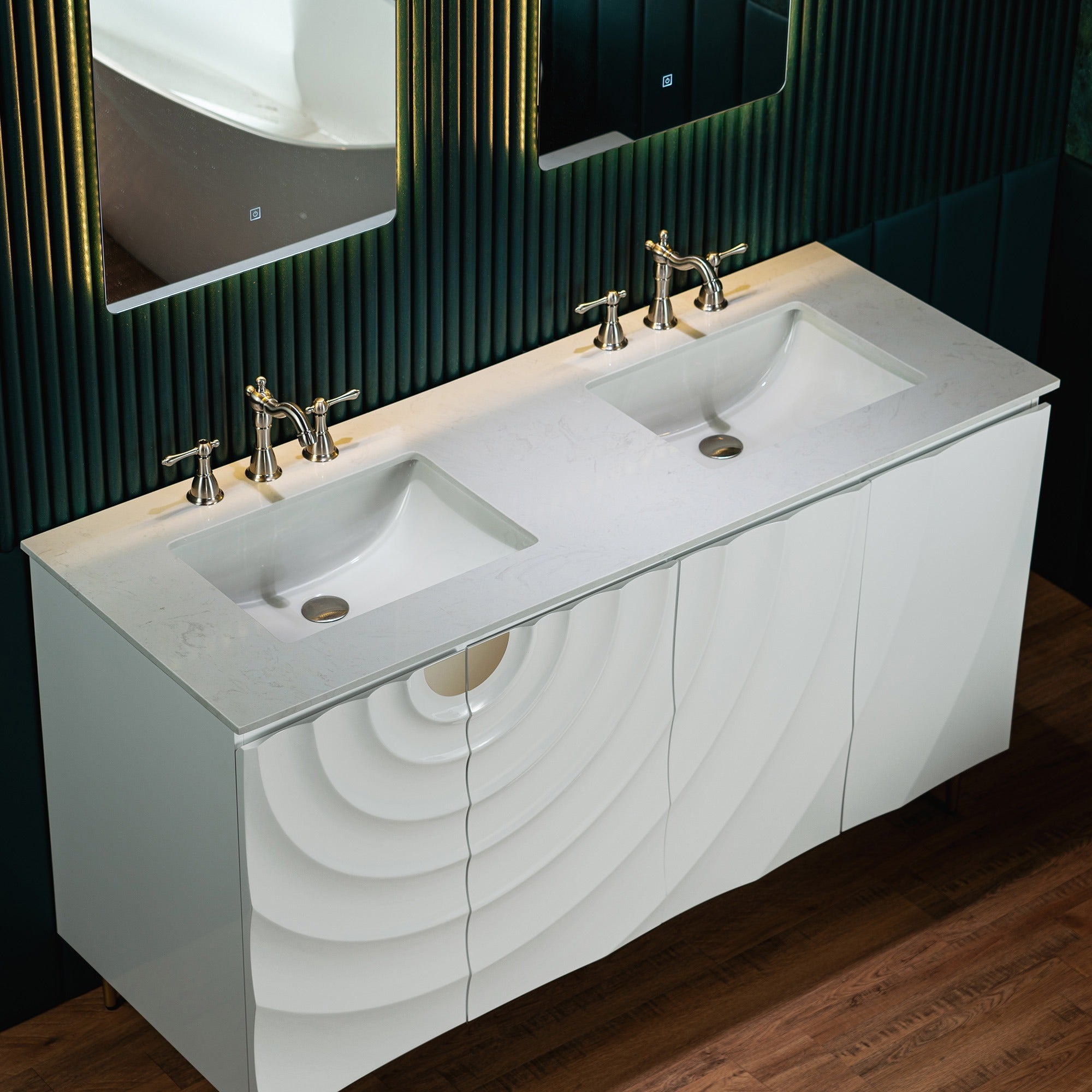 WOODBRIDGE 60"X22" Bathroom Vanity in White with Double Ceramic Undermount Sinks