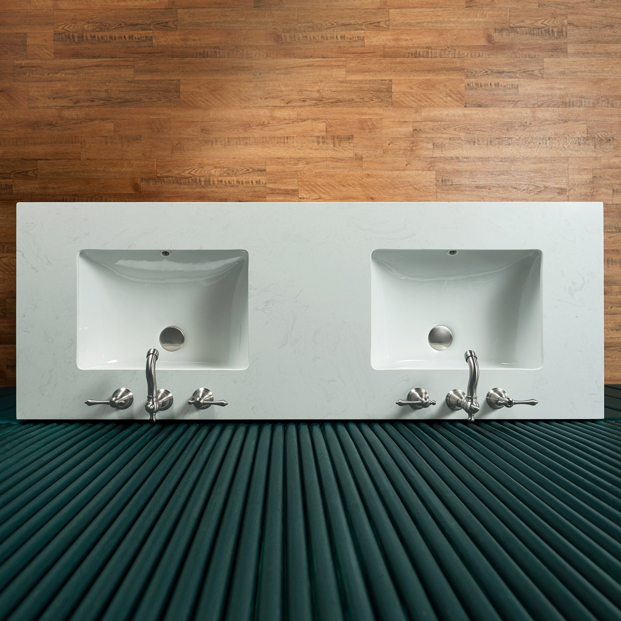 WOODBRIDGE 60"X22" Bathroom Vanity in White with Double Ceramic Undermount Sinks