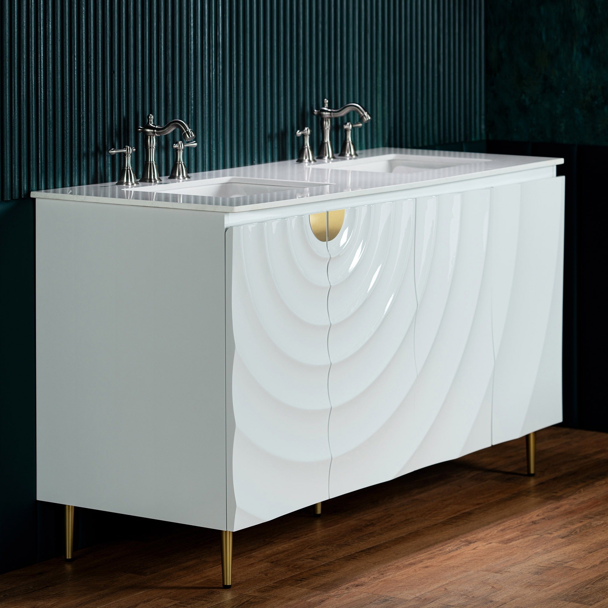 WOODBRIDGE 60"X22" Bathroom Vanity in White with Double Ceramic Undermount Sinks