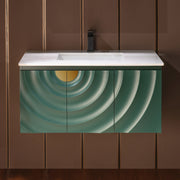 WOODBRIDGE 36"X22" Wall Mounted Floating Bathroom Vanity in Green with Single Ceramic Undermount Sink