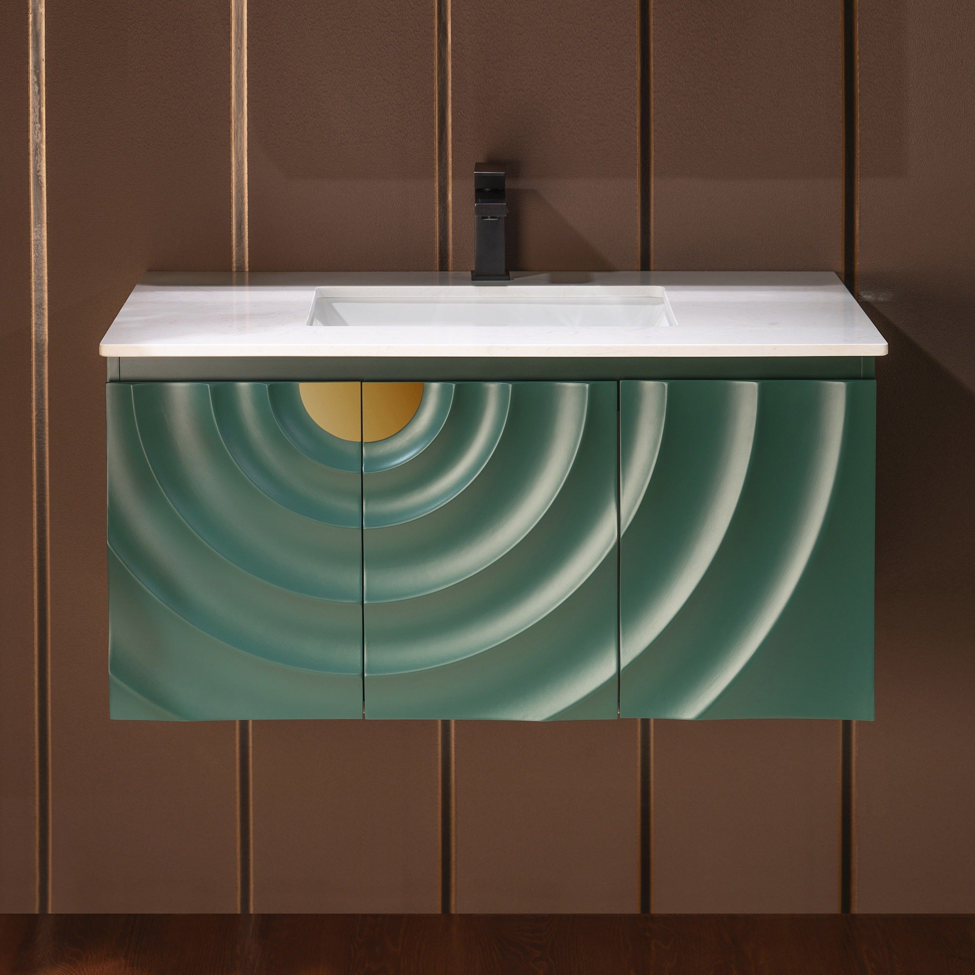 WOODBRIDGE 36"X22" Wall Mounted Floating Bathroom Vanity in Green with Single Ceramic Undermount Sink