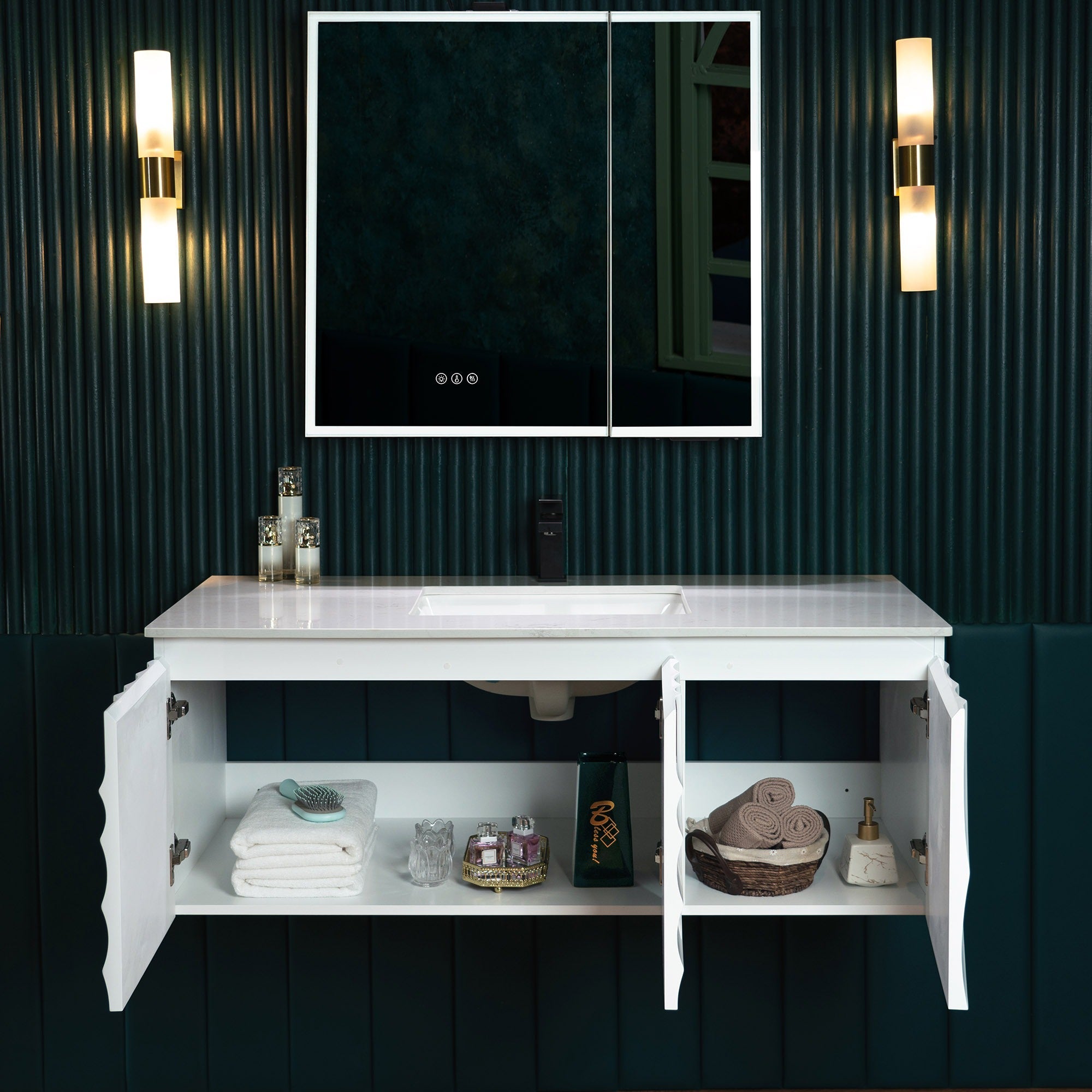 WOODBRIDGE 48"X22" Wall Mounted Floating Bathroom Vanity in White with Single Ceramic Undermount Sink