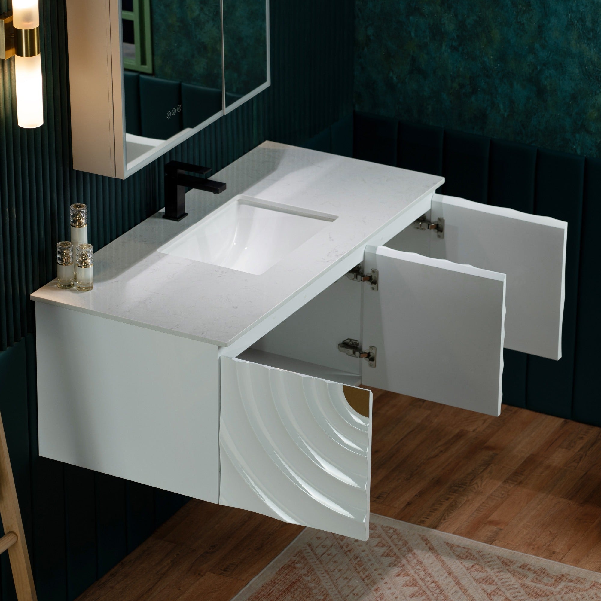 WOODBRIDGE 48"X22" Wall Mounted Floating Bathroom Vanity in White with Single Ceramic Undermount Sink