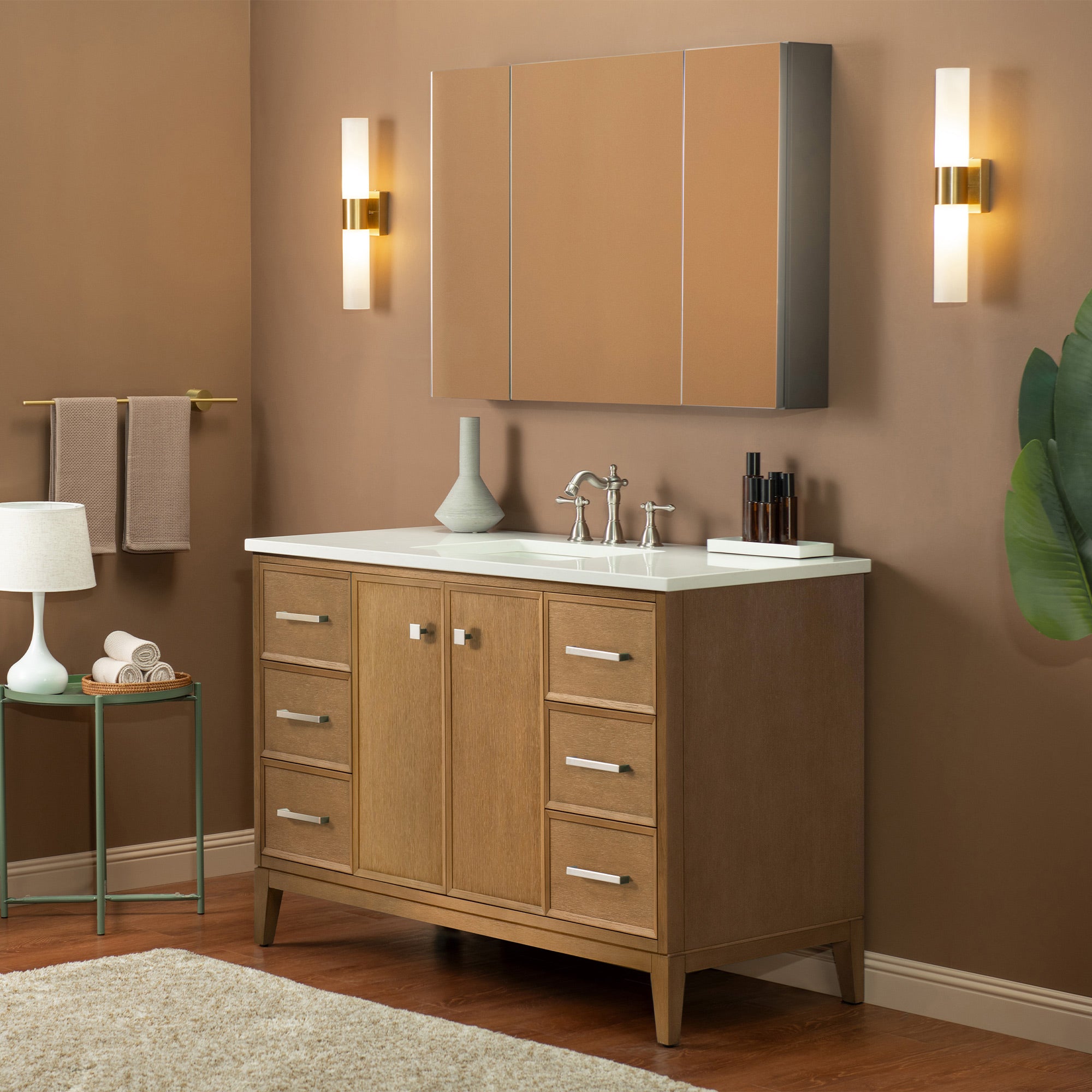 WOODBRIDGE 49" White Single Sink Bathroom Vanity Engineered Stone Top, Pre-drilled for 8 in. widespread faucets, Solid Wood Frame & Drawers, Fully Assembled and Ready to Install.