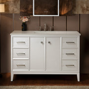 WOODBRIDGE 49" White Single Sink Bathroom Vanity Engineered Stone Top, Pre-drilled for 8 in. widespread faucets, Solid Wood Frame & Drawers, Fully Assembled and Ready to Install.