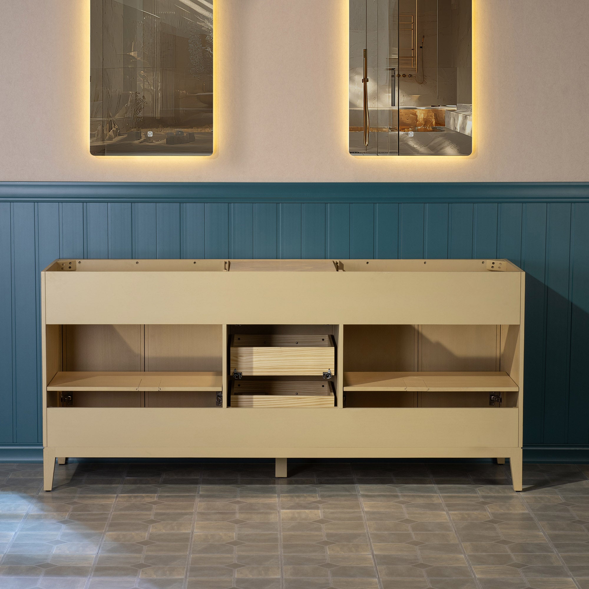 WOODBRIDGE 73" White Bathroom Vanity – Double Sink with Engineered Stone Top, Pre-drilled for 8 in. widespread faucets, Solid Wood Frame & Drawers, Fully Assembled and Ready for Installation