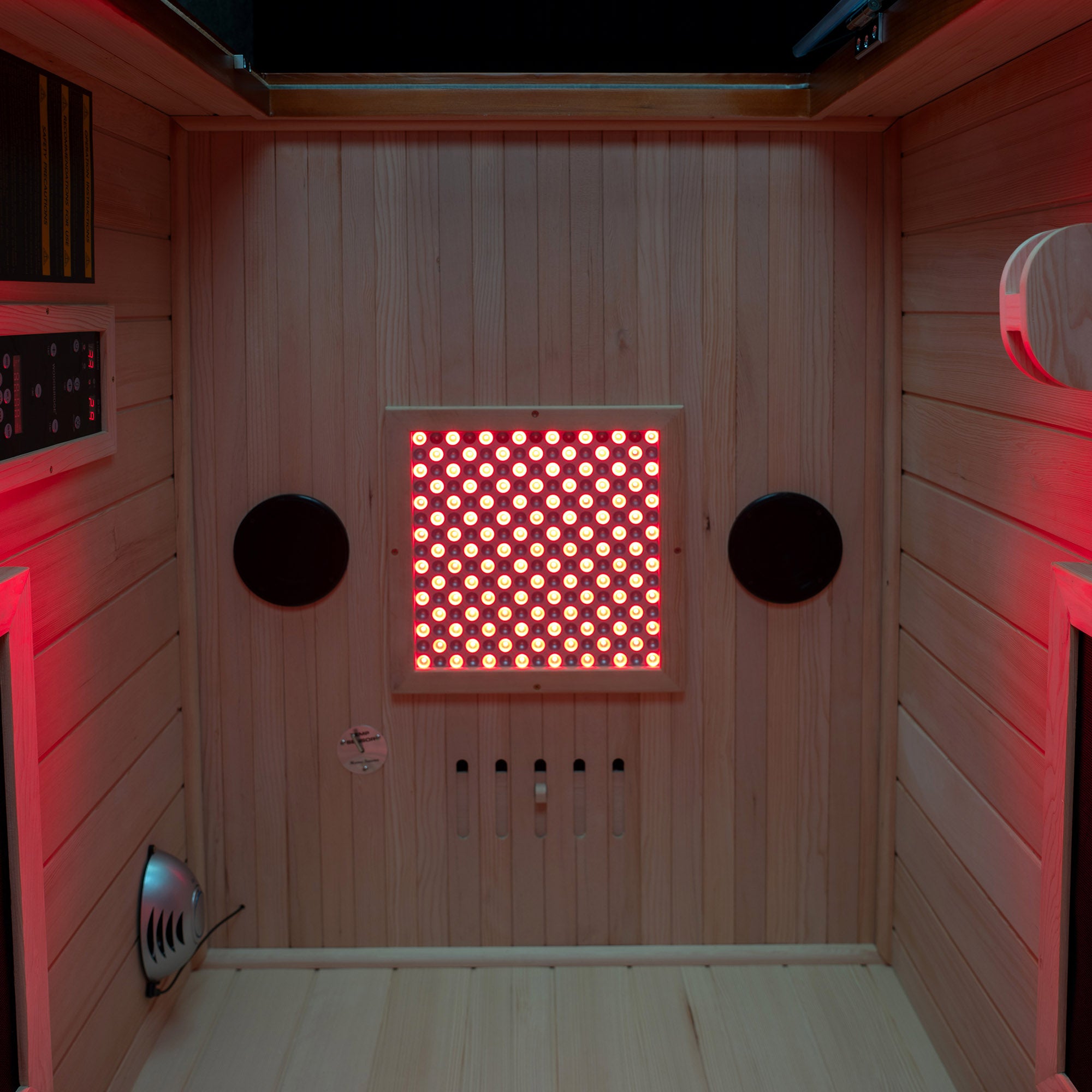 1-Person Indoor FAR Infrared Sauna in Premium Canadian Hemlock with Red Light Therapy, Bluetooth Speakers, Smart Control Panel & Chromotherapy Lighting