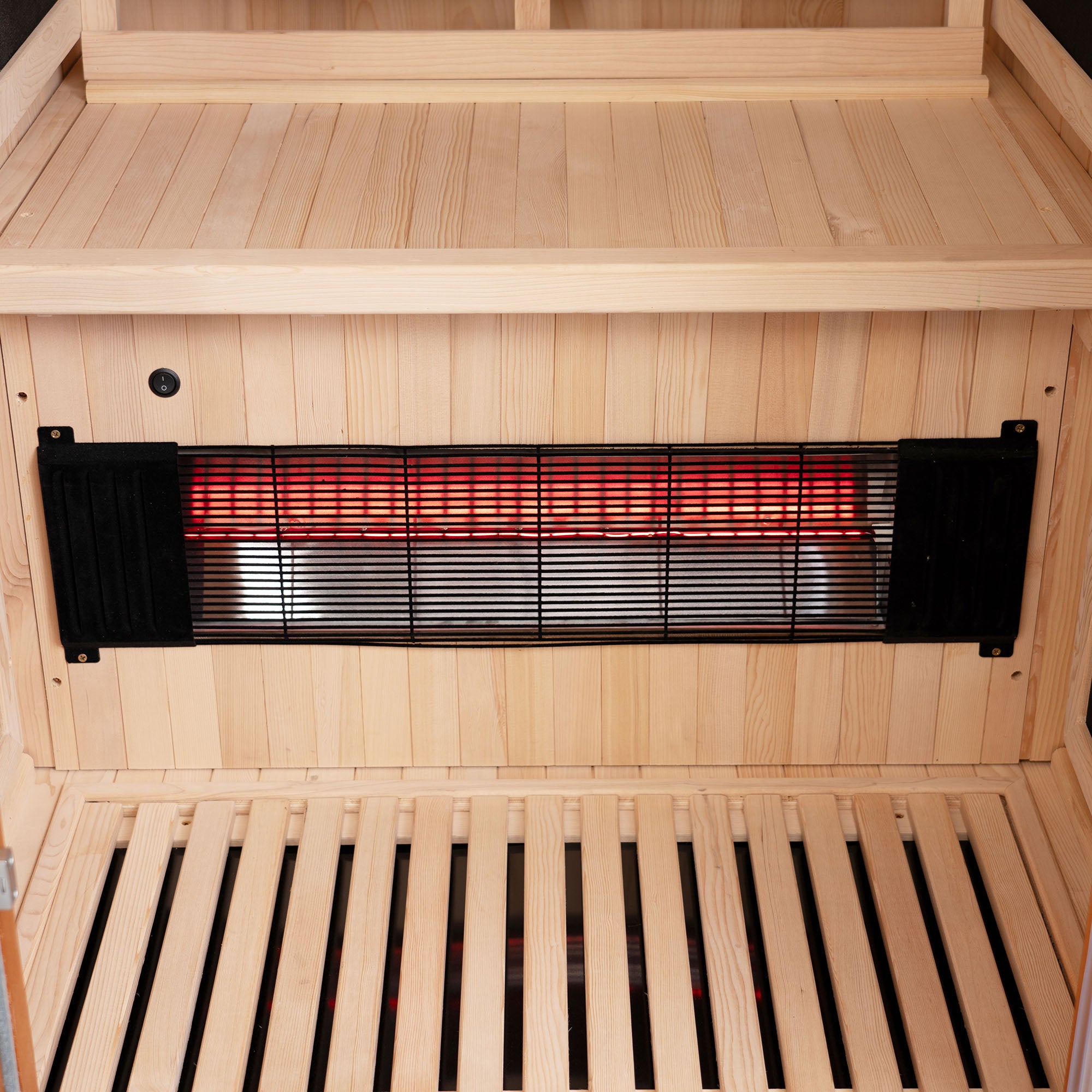 1-Person Indoor FAR Infrared Sauna in Premium Canadian Hemlock with Red Light Therapy, Bluetooth Speakers, Smart Control Panel & Chromotherapy Lighting