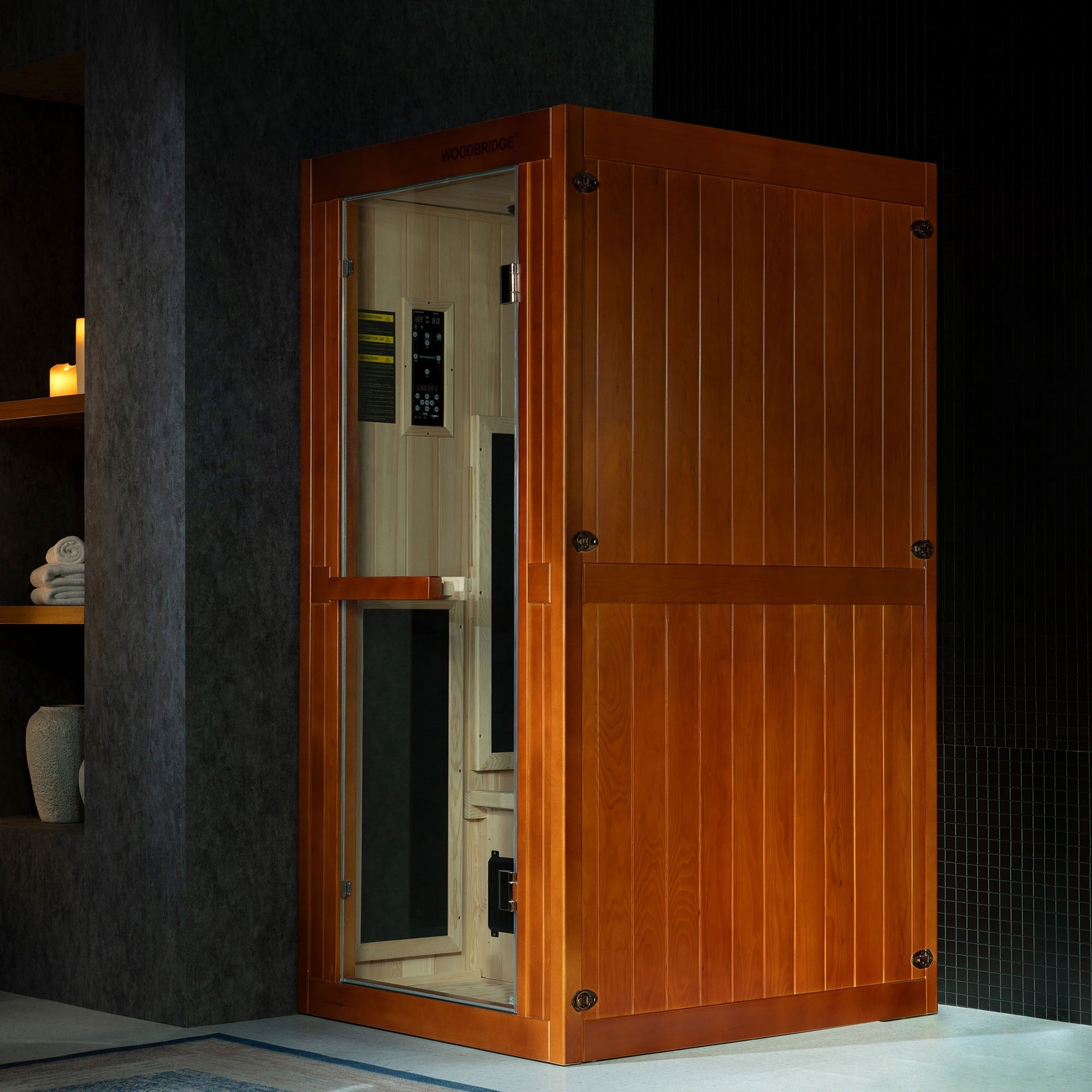 Woodbridge 1-Person Indoor FAR Infrared Sauna in Premium Canadian Hemlock with Red Light Therapy, ARC-4335-16B