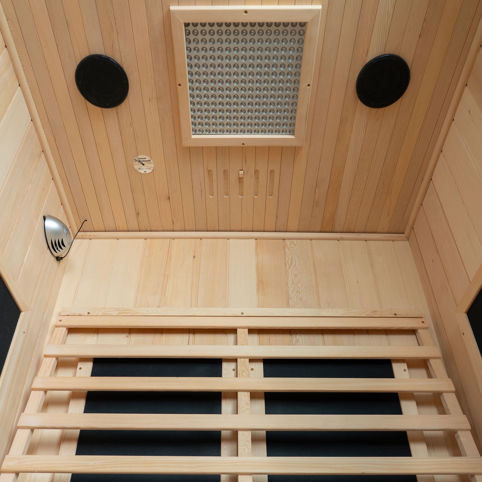 2-Person Indoor FAR Infrared Sauna Crafted from Canadian Hemlock with Red Light Therapy, Bluetooth Speaker, Smart Control Panel & Chromotherapy Lighting