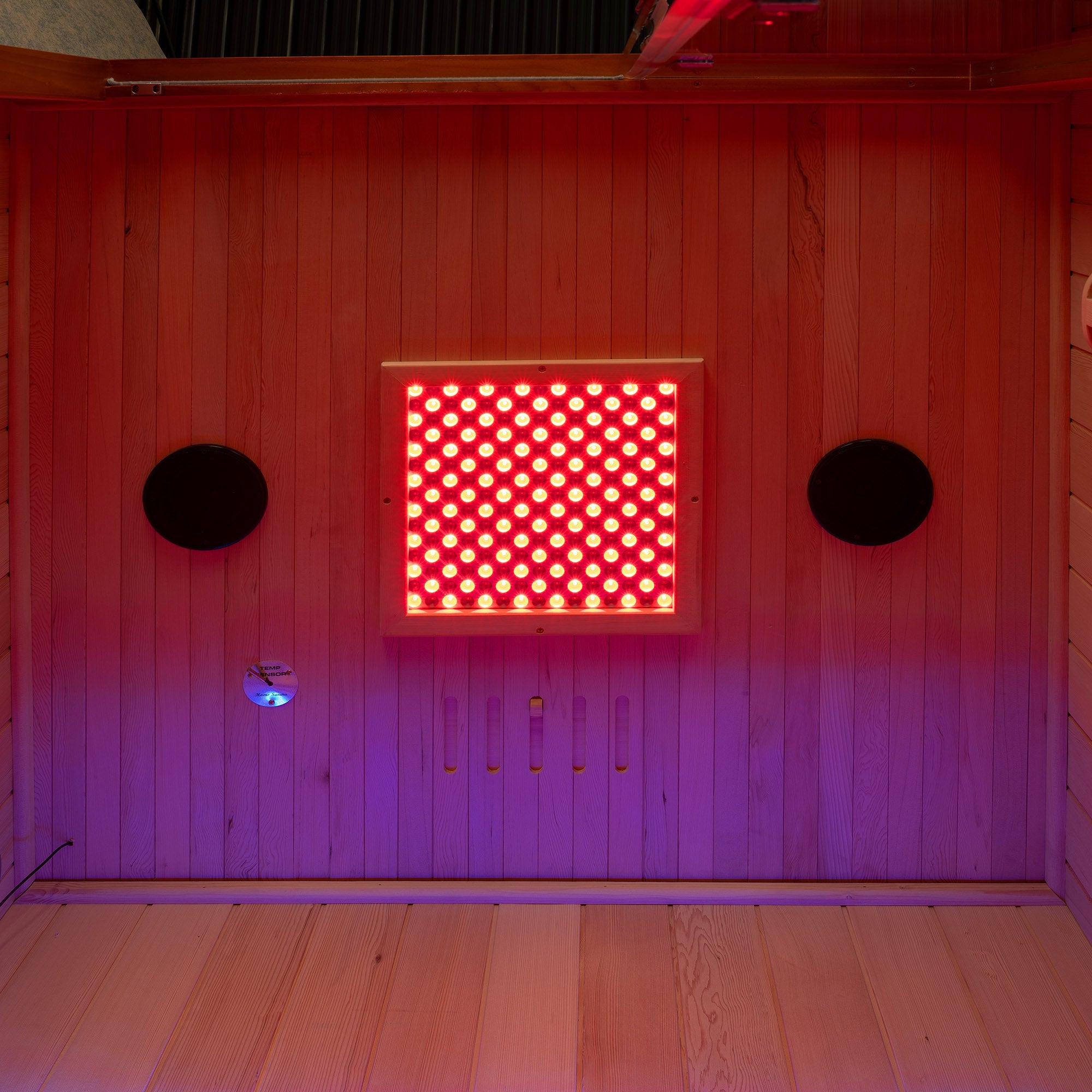 2-Person Indoor FAR Infrared Sauna Crafted from Canadian Hemlock with Red Light Therapy, Bluetooth Speaker, Smart Control Panel & Chromotherapy Lighting