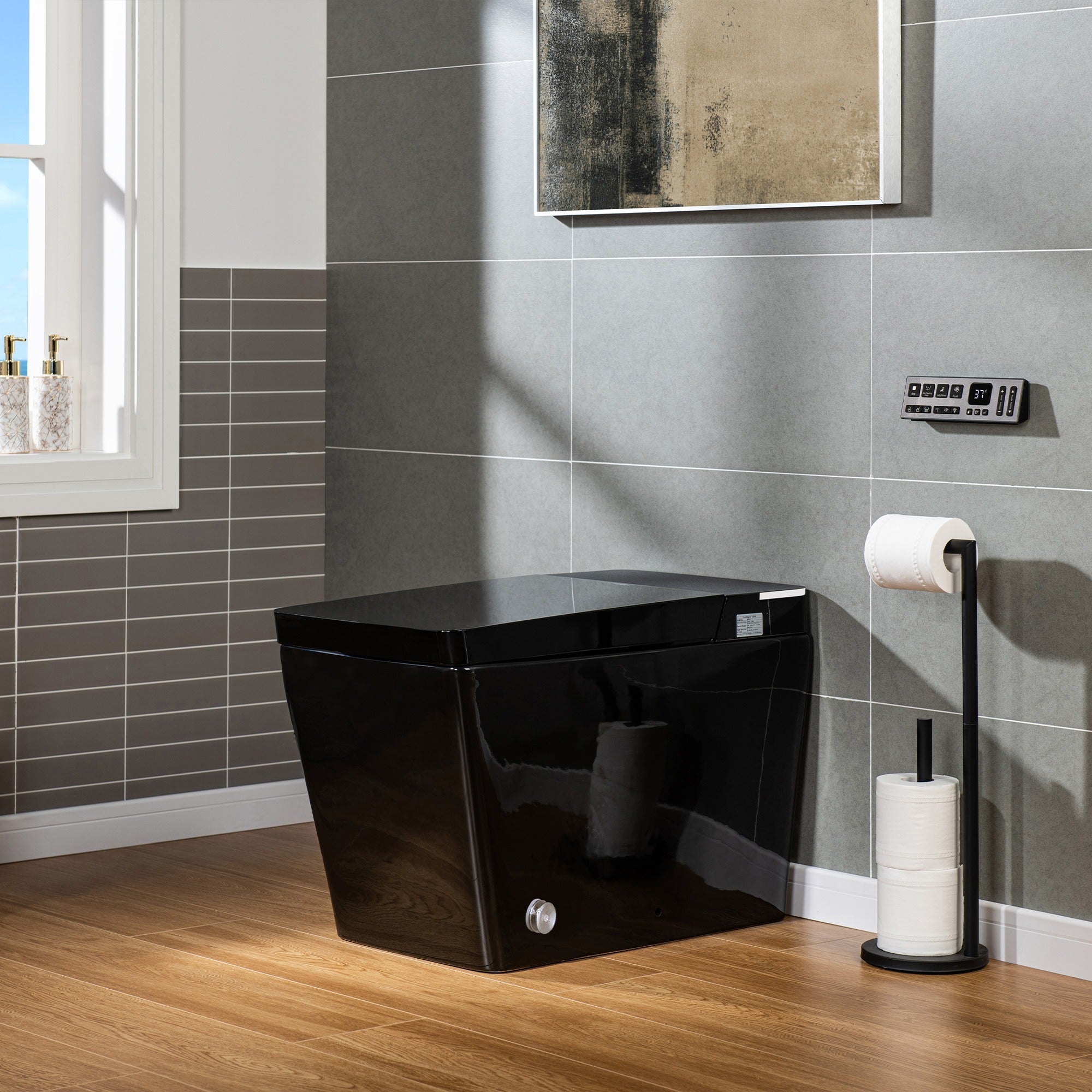 WOODBRIDGE EBT-HB02 Smart Bidet Toilet – Auto Flush, Heated Seat, Glossy Black (SKU: EBT-HB02)