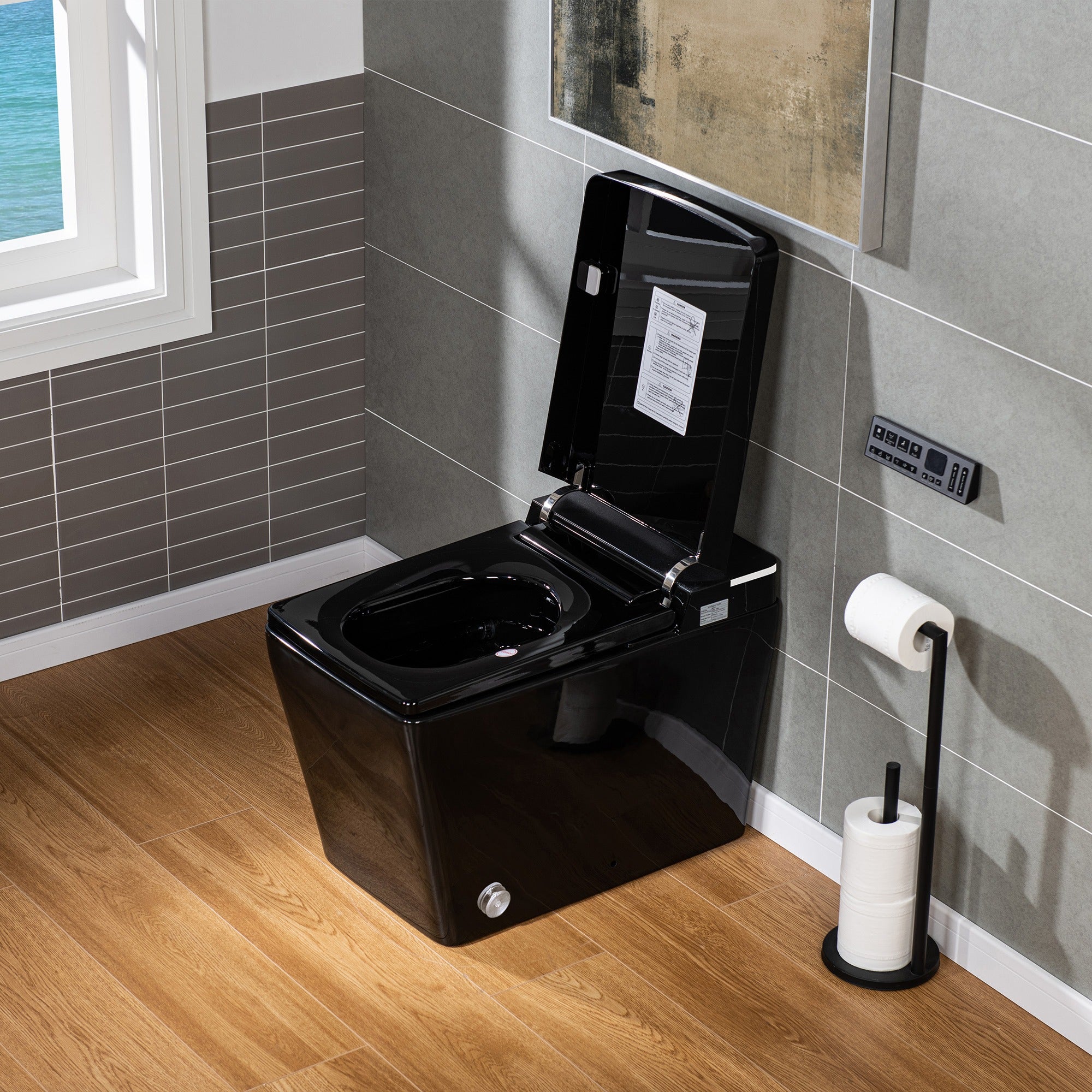 WOODBRIDGE EBT-HB02 Smart Bidet Toilet – Auto Flush, Heated Seat, Glossy Black (SKU: EBT-HB02)