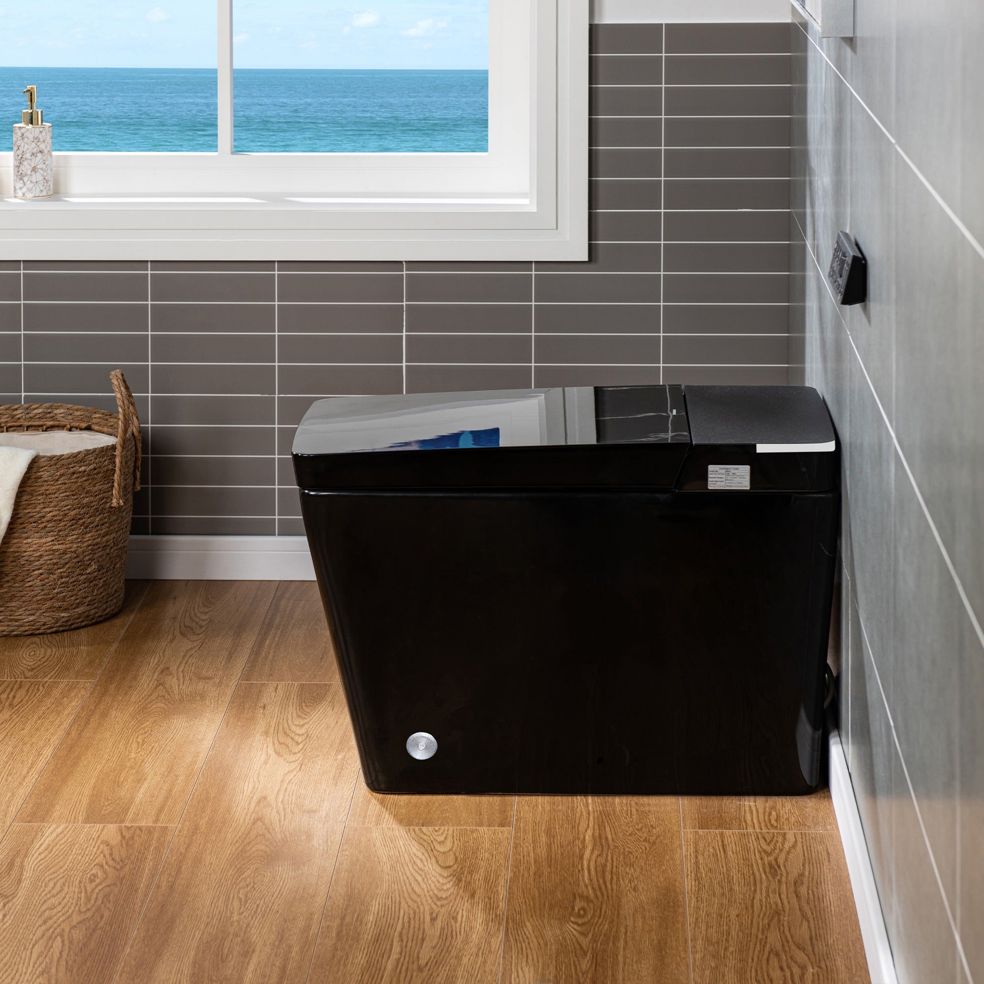WOODBRIDGE EBT-HB02 Smart Bidet Toilet – Auto Flush, Heated Seat, Glossy Black (SKU: EBT-HB02)