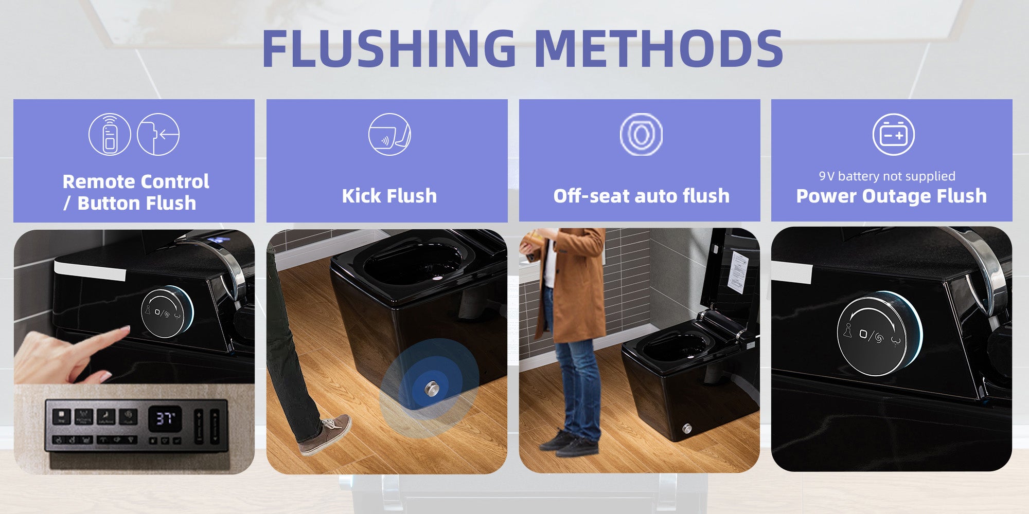 WOODBRIDGE EBT-HB02 Smart Bidet Toilet – Auto Flush, Heated Seat, Glossy Black (SKU: EBT-HB02)