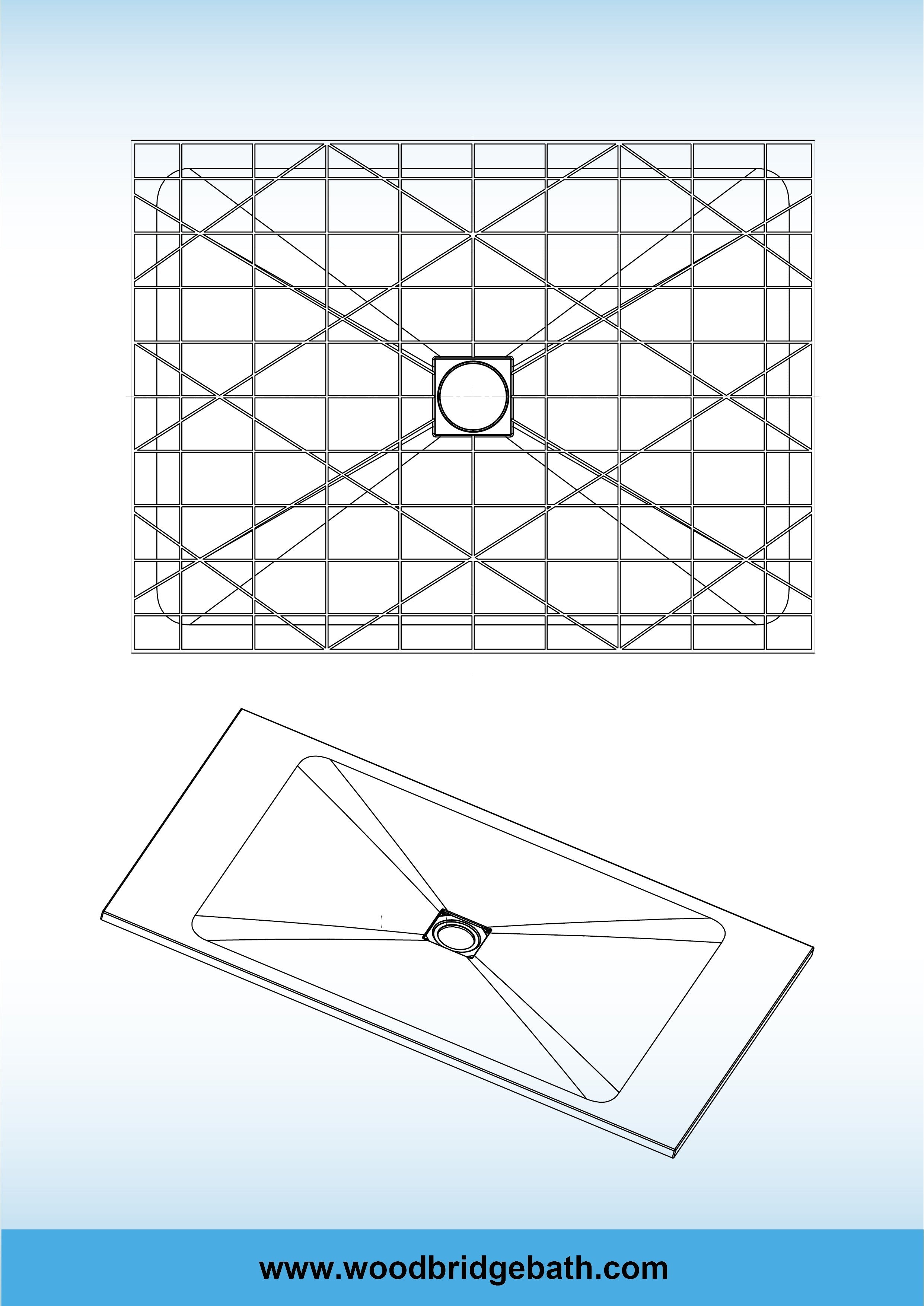 WOODBRIDGE Zero Threshold 48" x 36" Solid Surface Shower Base Center Drain