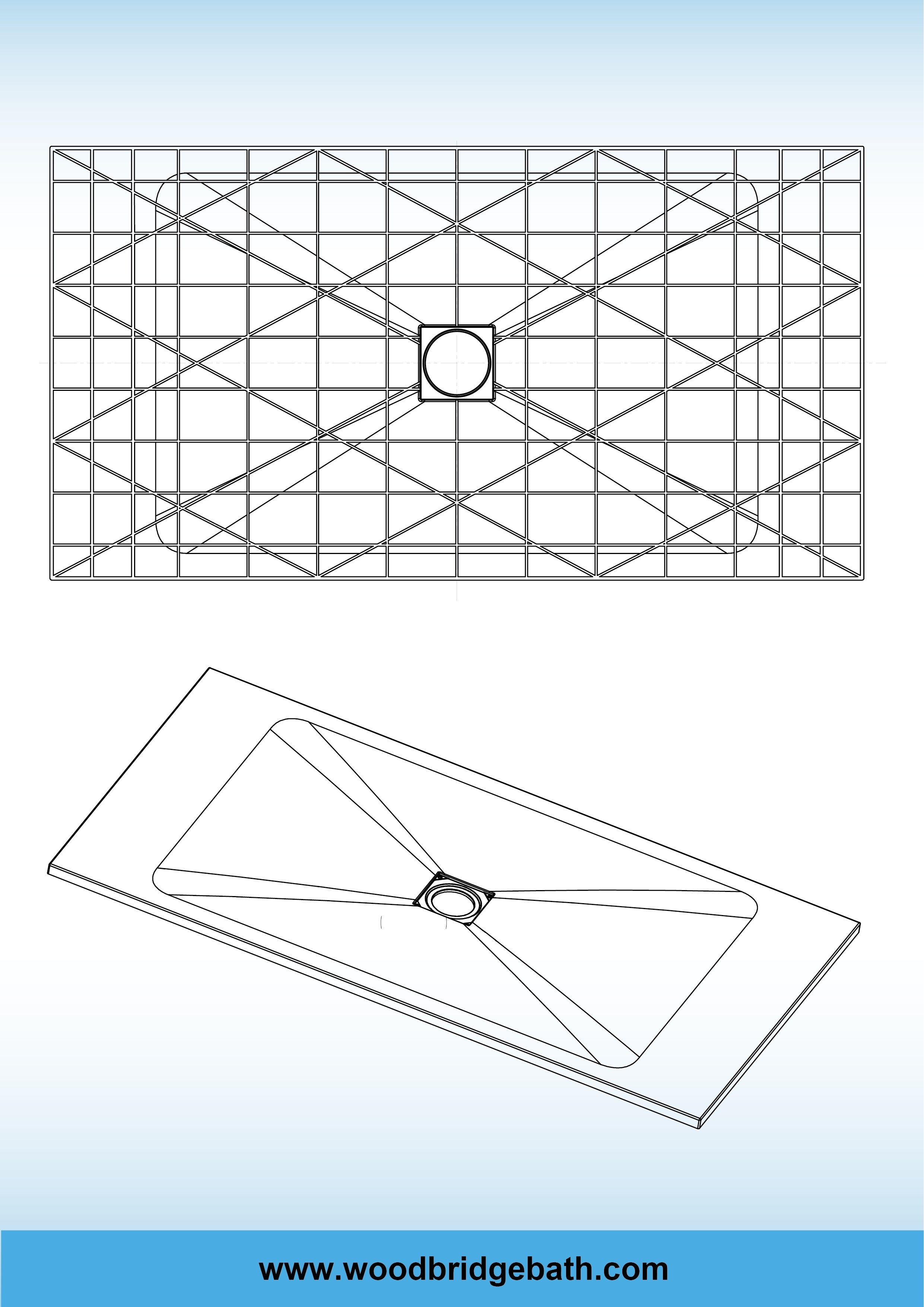 WOODBRIDGE 60-in L x 32-in W Zero-Threshold End-Drain Shower Base with Center Drain Placement, Matching Decorative Drain Plate and Tile Flange