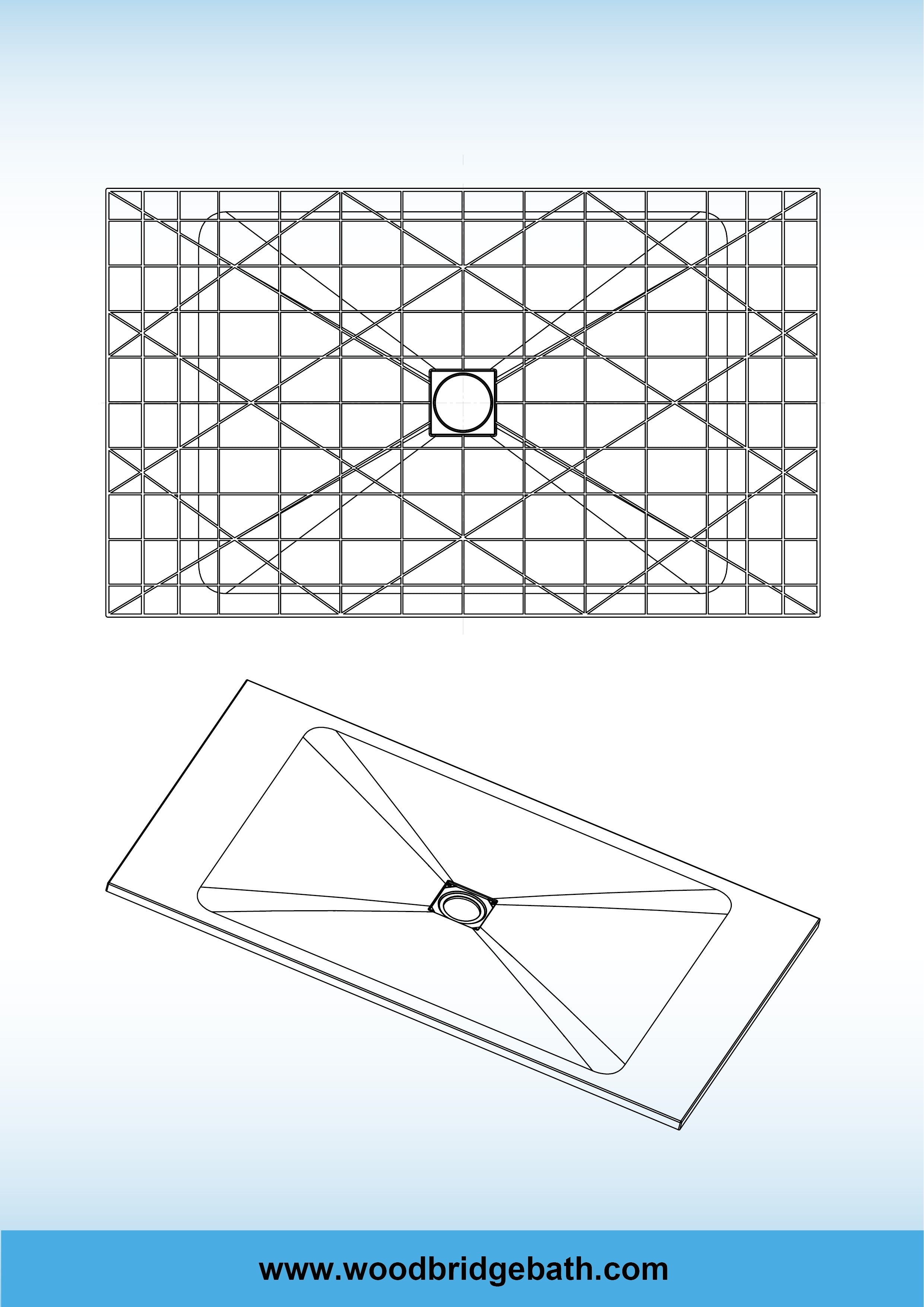 WOODBRIDGE 60-in L x 36-in W Zero-Threshold End-Drain Shower Base with Center Drain Placement, Matching Decorative Drain Plate and Tile Flange