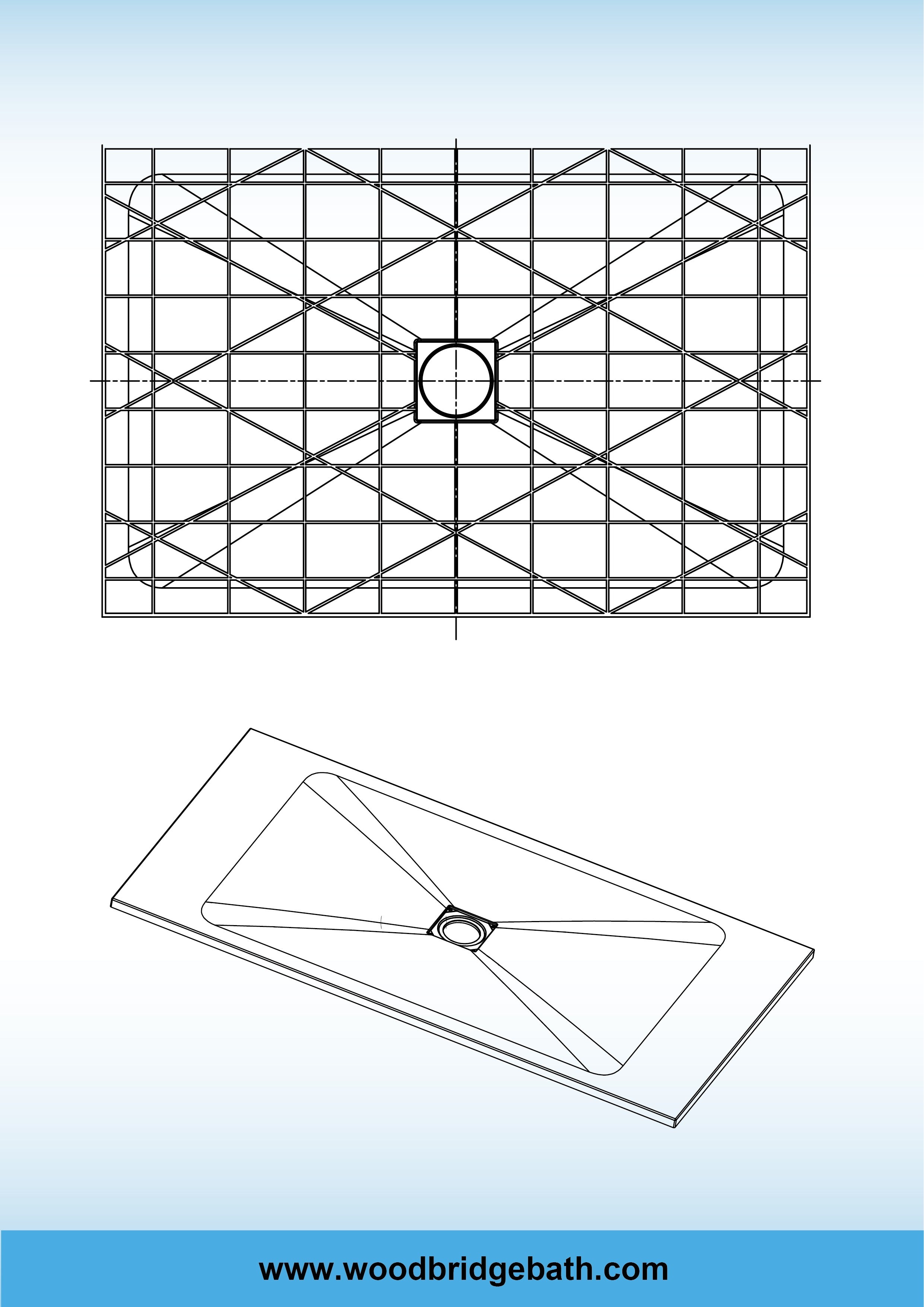WOODBRIDGE 47.75-in L x 32-in W Zero-Threshold End-Drain Shower Base with Center Drain Placement, Matching Decorative Drain Plate and Tile Flange