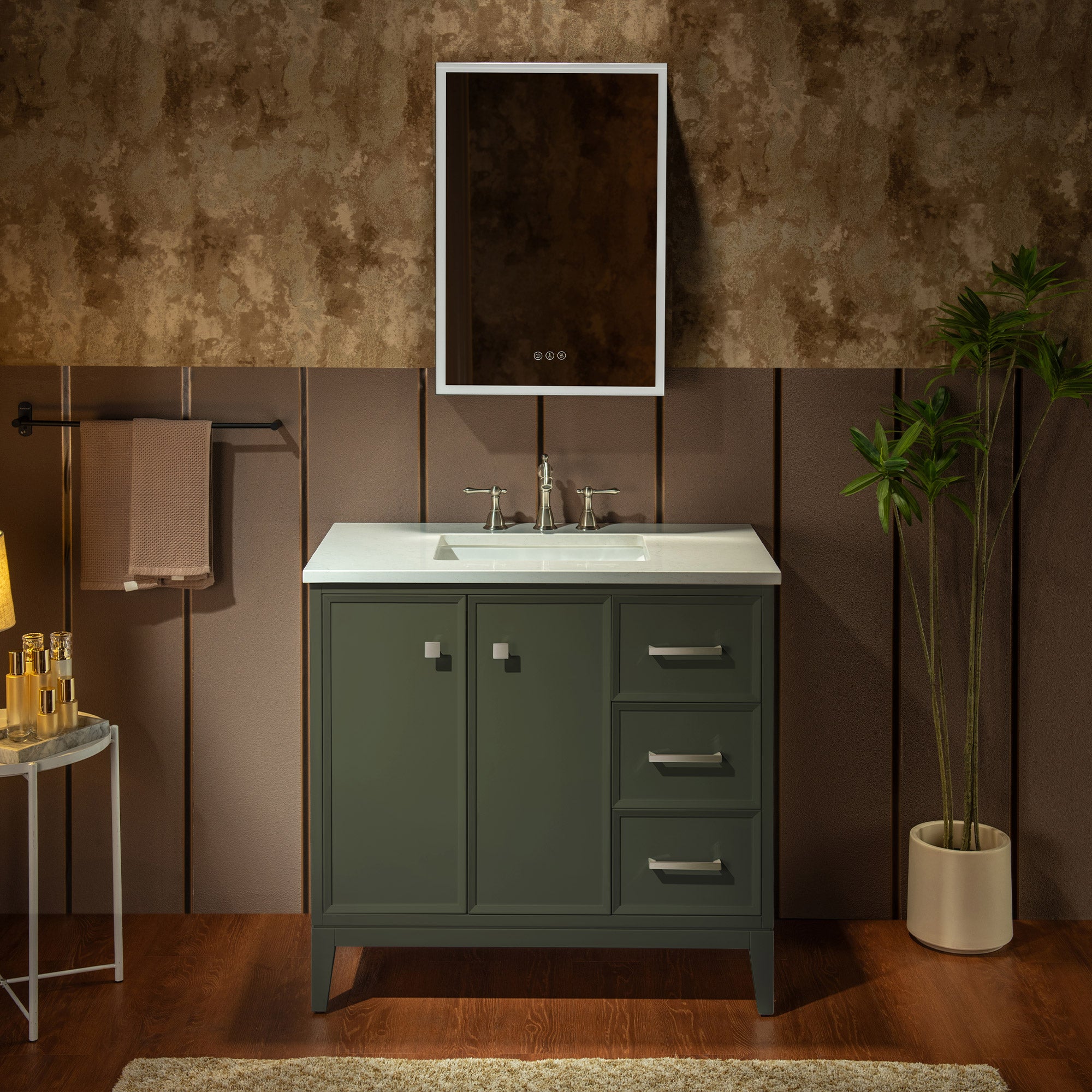 WOODBRIDGE 37" White Single Sink Bathroom Vanity Engineered Stone Top, Pre-drilled for 8 in. widespread faucets, Solid Wood Frame & Drawers, Fully Assembled and Ready to Install.