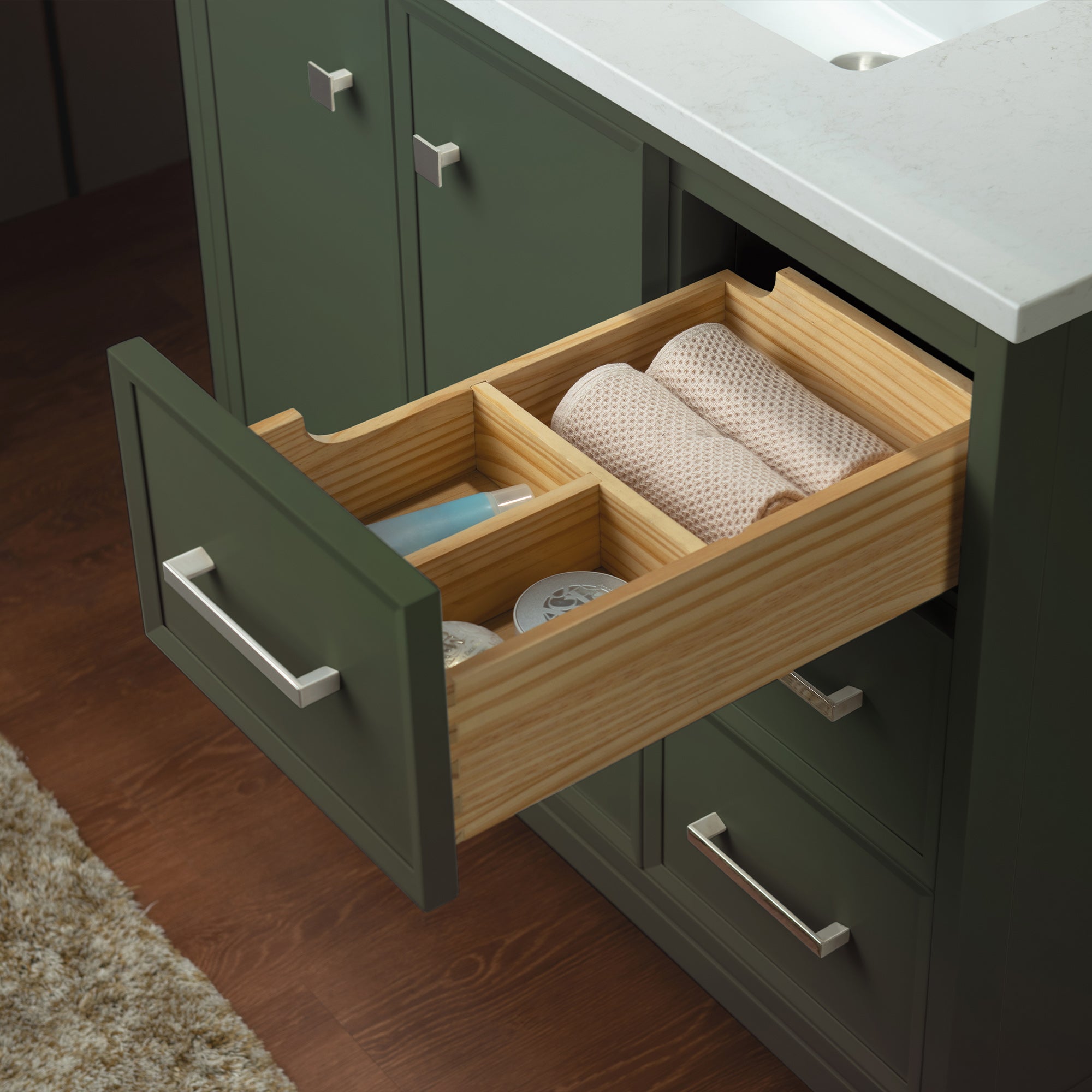 WOODBRIDGE 37" White Single Sink Bathroom Vanity Engineered Stone Top, Pre-drilled for 8 in. widespread faucets, Solid Wood Frame & Drawers, Fully Assembled and Ready to Install.