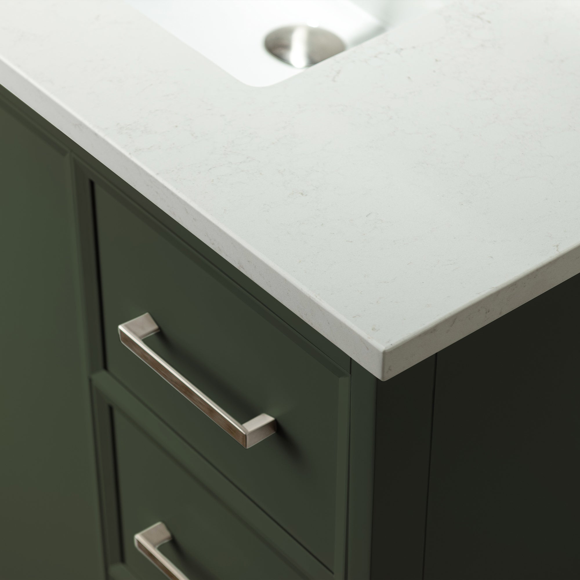 WOODBRIDGE 37" White Single Sink Bathroom Vanity Engineered Stone Top, Pre-drilled for 8 in. widespread faucets, Solid Wood Frame & Drawers, Fully Assembled and Ready to Install.