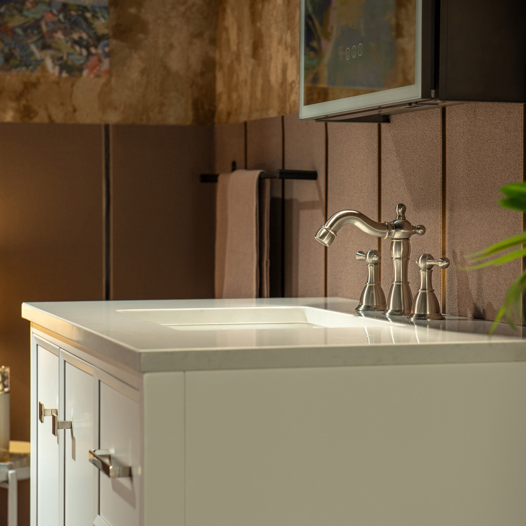 WOODBRIDGE 37" White Single Sink Bathroom Vanity Engineered Stone Top, Pre-drilled for 8 in. widespread faucets, Solid Wood Frame & Drawers, Fully Assembled and Ready to Install.