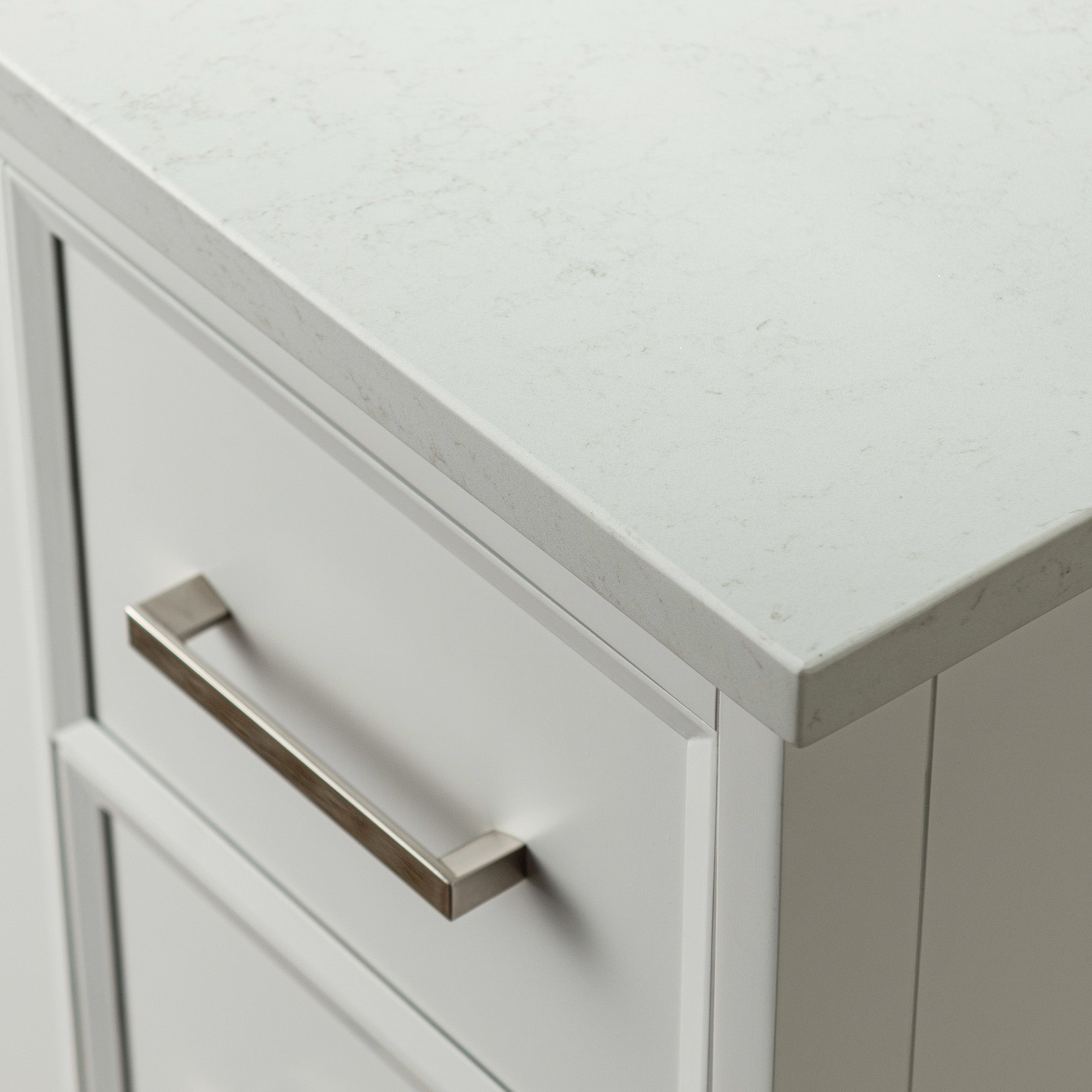 WOODBRIDGE 37" White Single Sink Bathroom Vanity Engineered Stone Top, Pre-drilled for 8 in. widespread faucets, Solid Wood Frame & Drawers, Fully Assembled and Ready to Install.