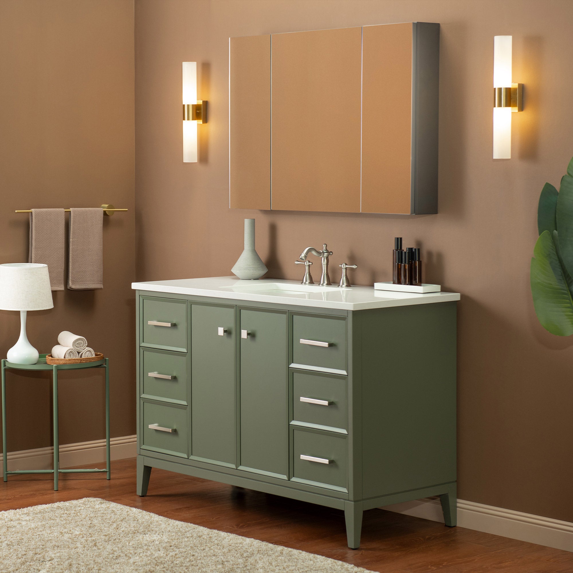 WOODBRIDGE 49" White Single Sink Bathroom Vanity Engineered Stone Top, Pre-drilled for 8 in. widespread faucets, Solid Wood Frame & Drawers, Fully Assembled and Ready to Install.