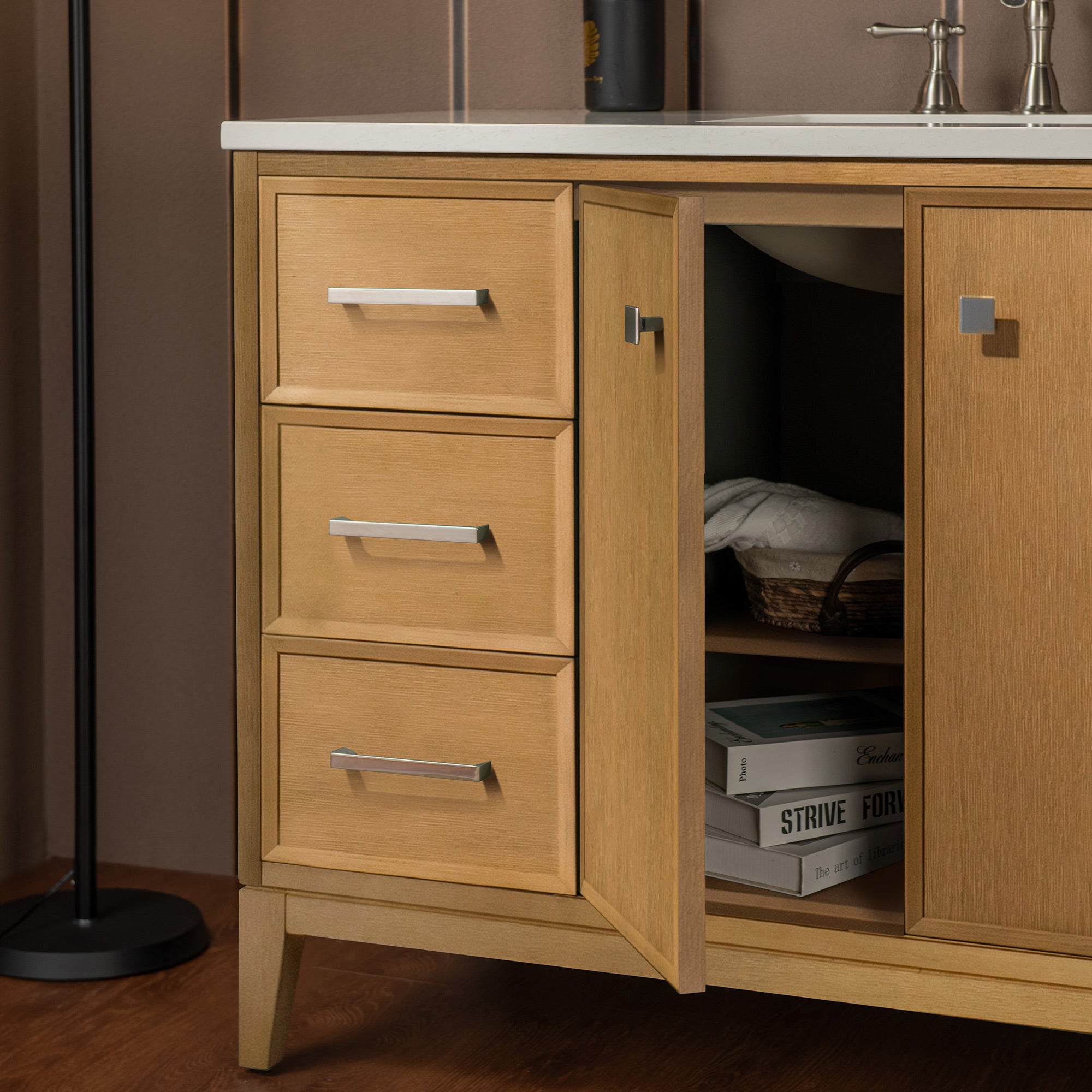 WOODBRIDGE 49" White Single Sink Bathroom Vanity Engineered Stone Top, Pre-drilled for 8 in. widespread faucets, Solid Wood Frame & Drawers, Fully Assembled and Ready to Install.