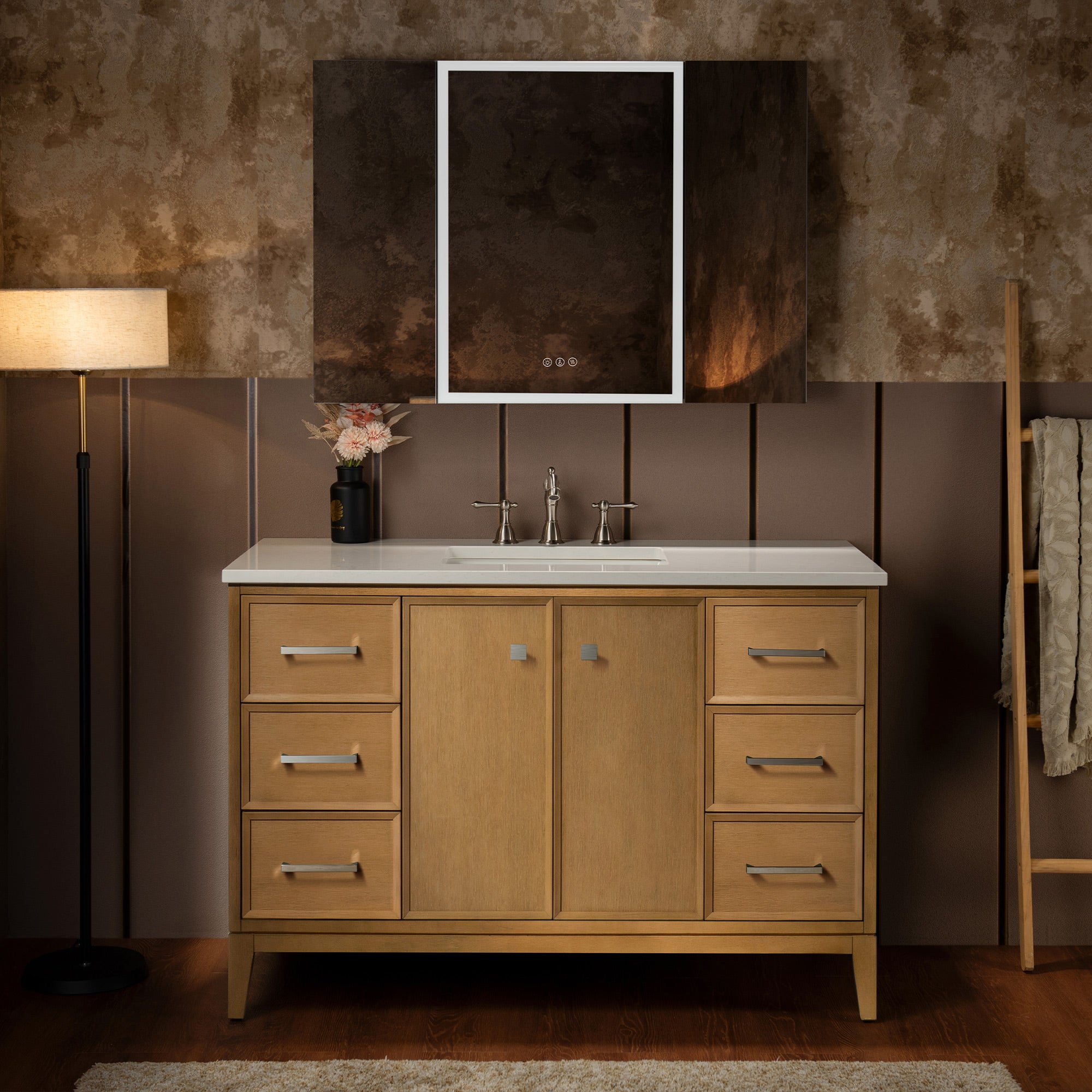 WOODBRIDGE 49" White Single Sink Bathroom Vanity Engineered Stone Top, Pre-drilled for 8 in. widespread faucets, Solid Wood Frame & Drawers, Fully Assembled and Ready to Install.