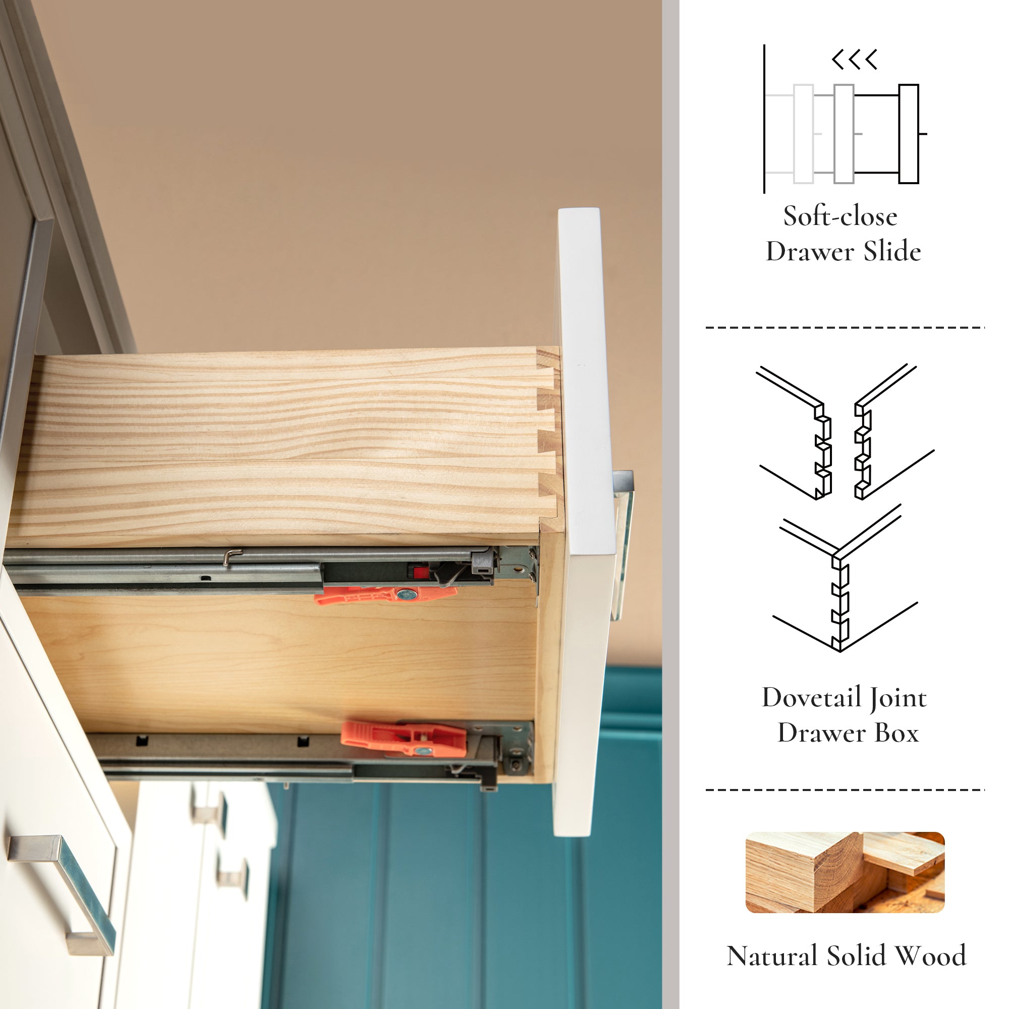 WOODBRIDGE 49" White Single Sink Bathroom Vanity Engineered Stone Top, Pre-drilled for 8 in. widespread faucets, Solid Wood Frame & Drawers, Fully Assembled and Ready to Install.
