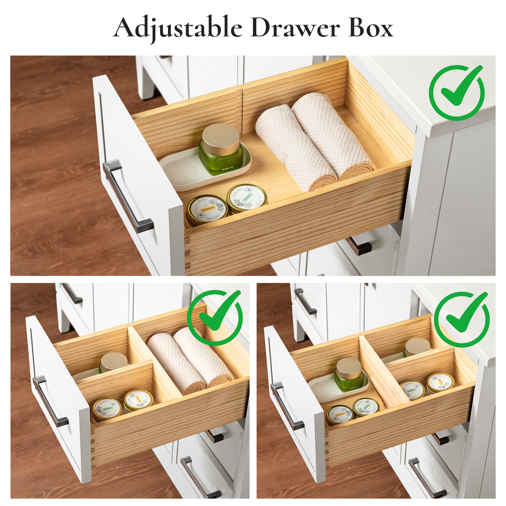 WOODBRIDGE 49" White Single Sink Bathroom Vanity Engineered Stone Top, Pre-drilled for 8 in. widespread faucets, Solid Wood Frame & Drawers, Fully Assembled and Ready to Install.